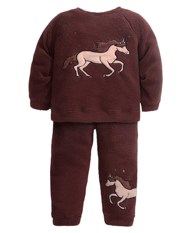 Cherry Crumble By Nitt Hyman Full Sleeves Unicorn Embroidery Detailed  Coordinating Night Suit - Brown-image-14