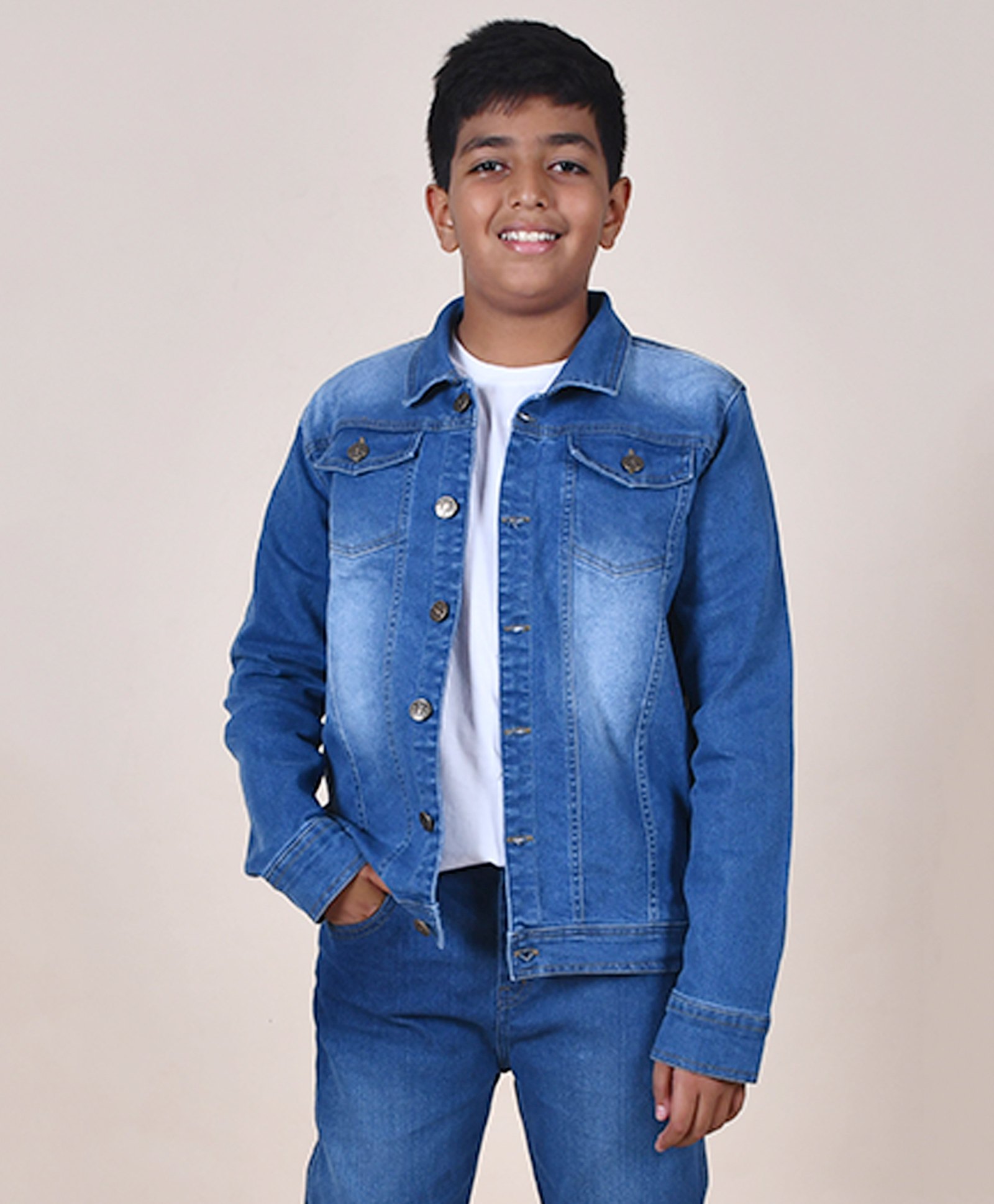 Kiddopanti Full Sleeves Mid Wash   Denim Jacket - Blue-picture-30