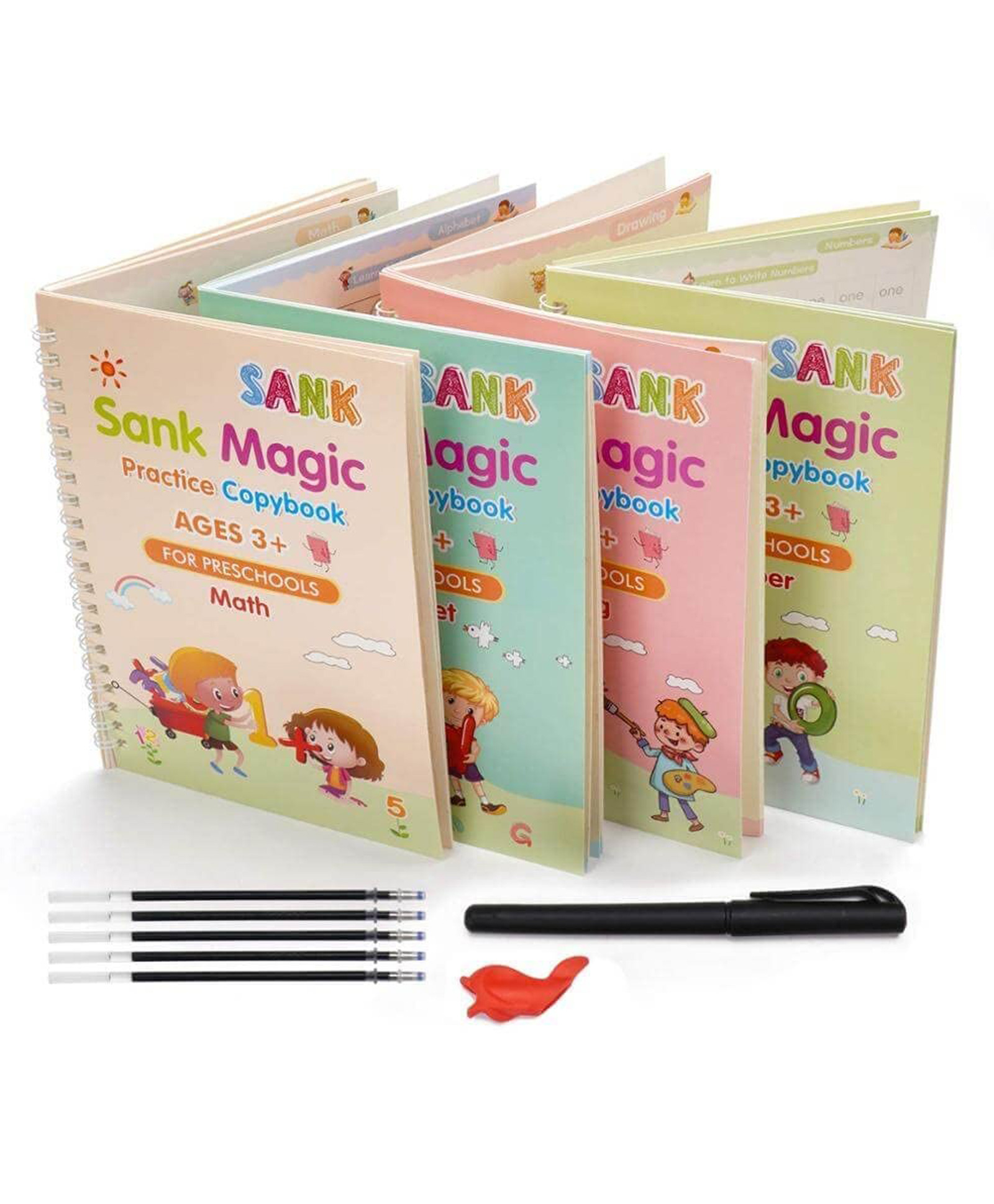 Domenico World Magic Practice Copy Book for Kids 4Pcs Magic Book with Pens Calligraphy Books for Beginners Practice Magical Reusable Hand Writing Book - English-image-31
