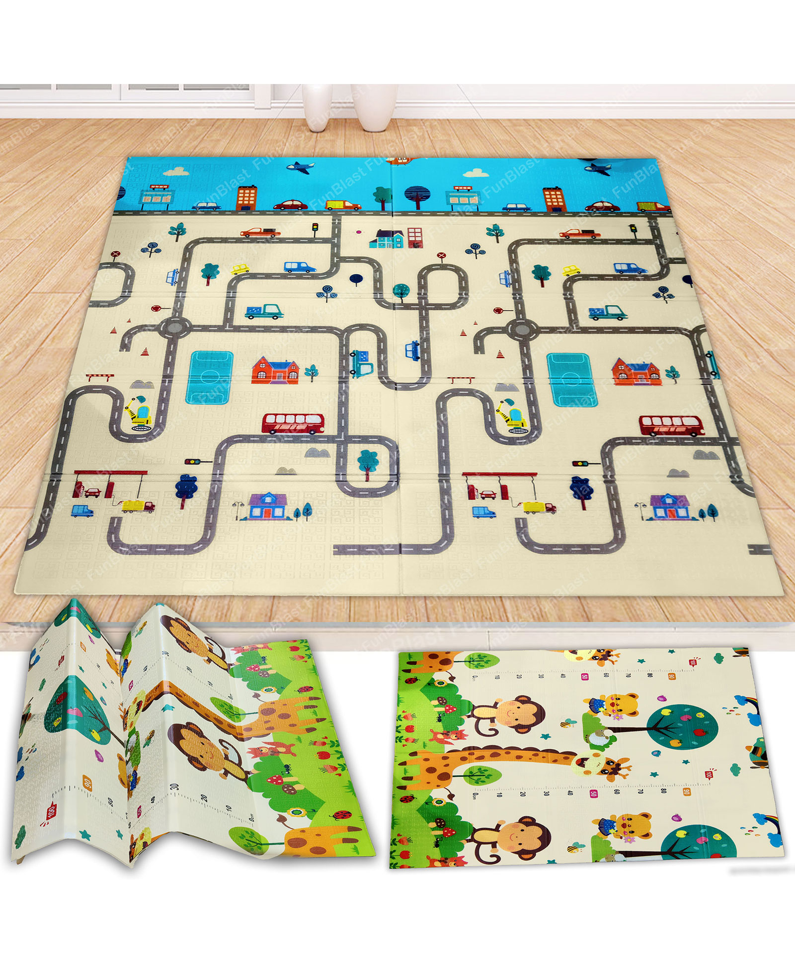 FunBlast Double Sided Water Proof Extra Large Foldable Foam Baby Play Mat - Color & Design May Vary-image-29