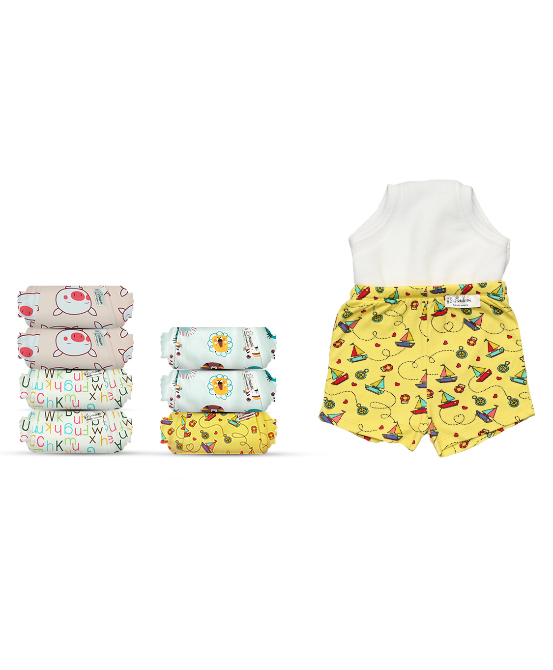 Snugkins Potty Training Shorts for Toddlers Boys and Girls 100% Cotton. Size 1 Fits 1  2 years - Pack of 8-picture-28