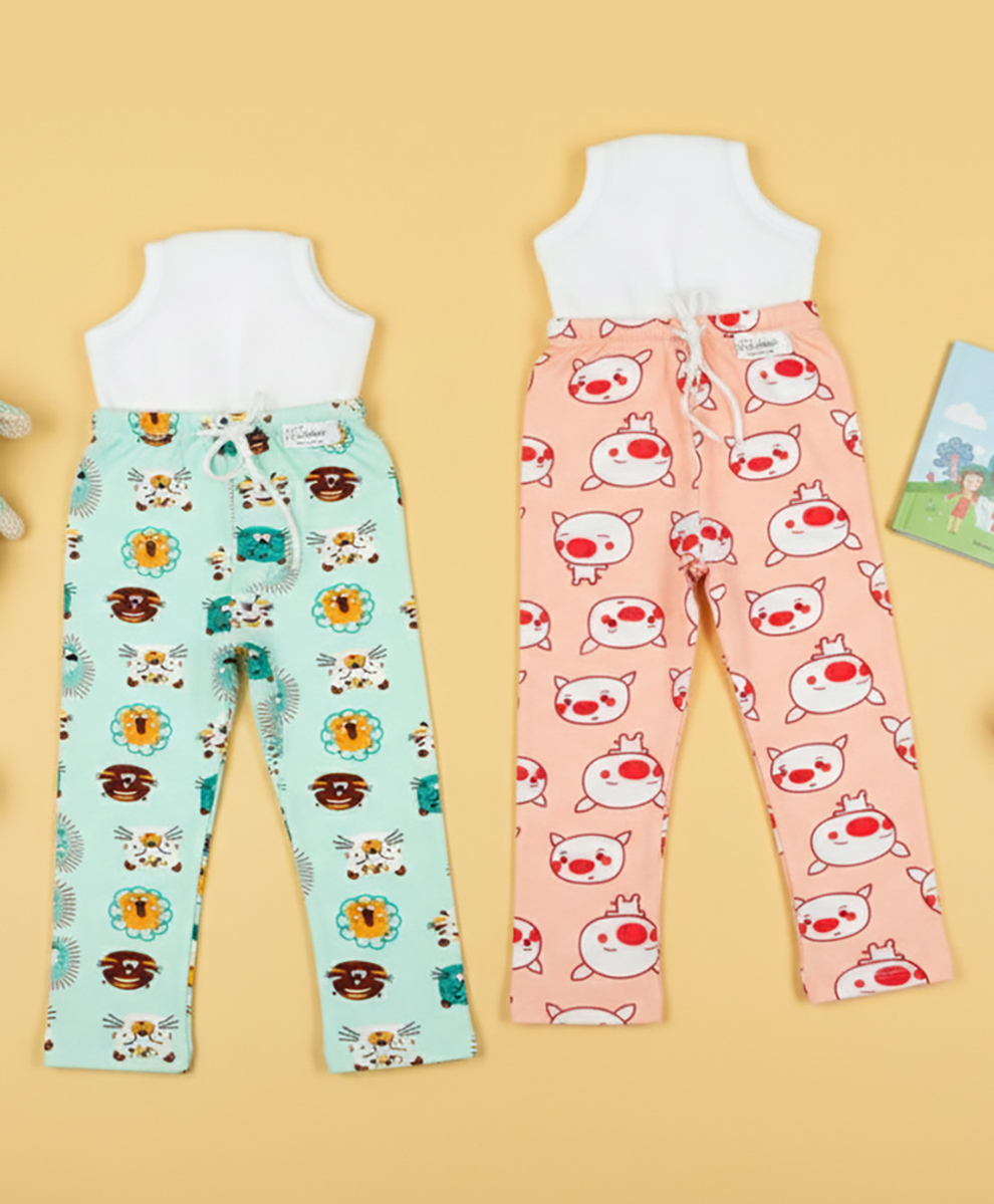 Snugkins Diaper Pants Potty Training Pajamas for Toddlers Boys and Girls. 100% Cotton. Size 1 Fits 1  2 years - Pack of 2-image-40