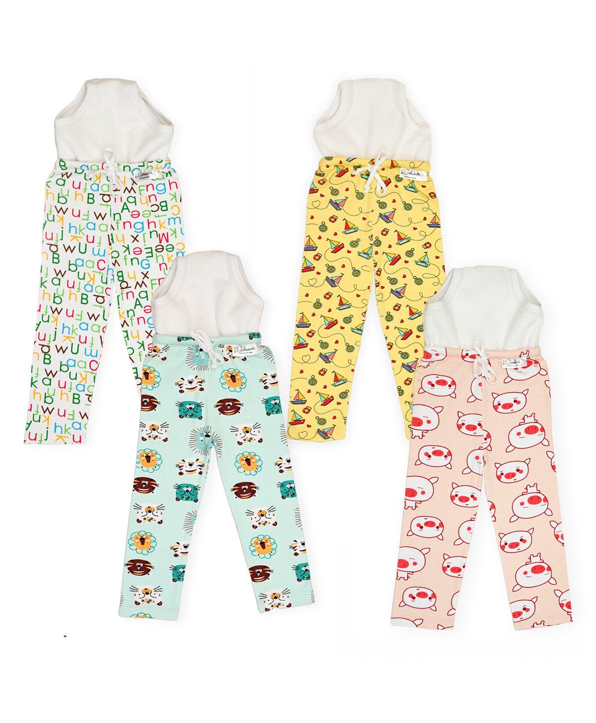 Snugkins Diaper Pants Potty Training Pajamas for Toddlers Boys and Girls. 100% Cotton. Size 2, Fits 2  3 years - Pack of 4-image-21