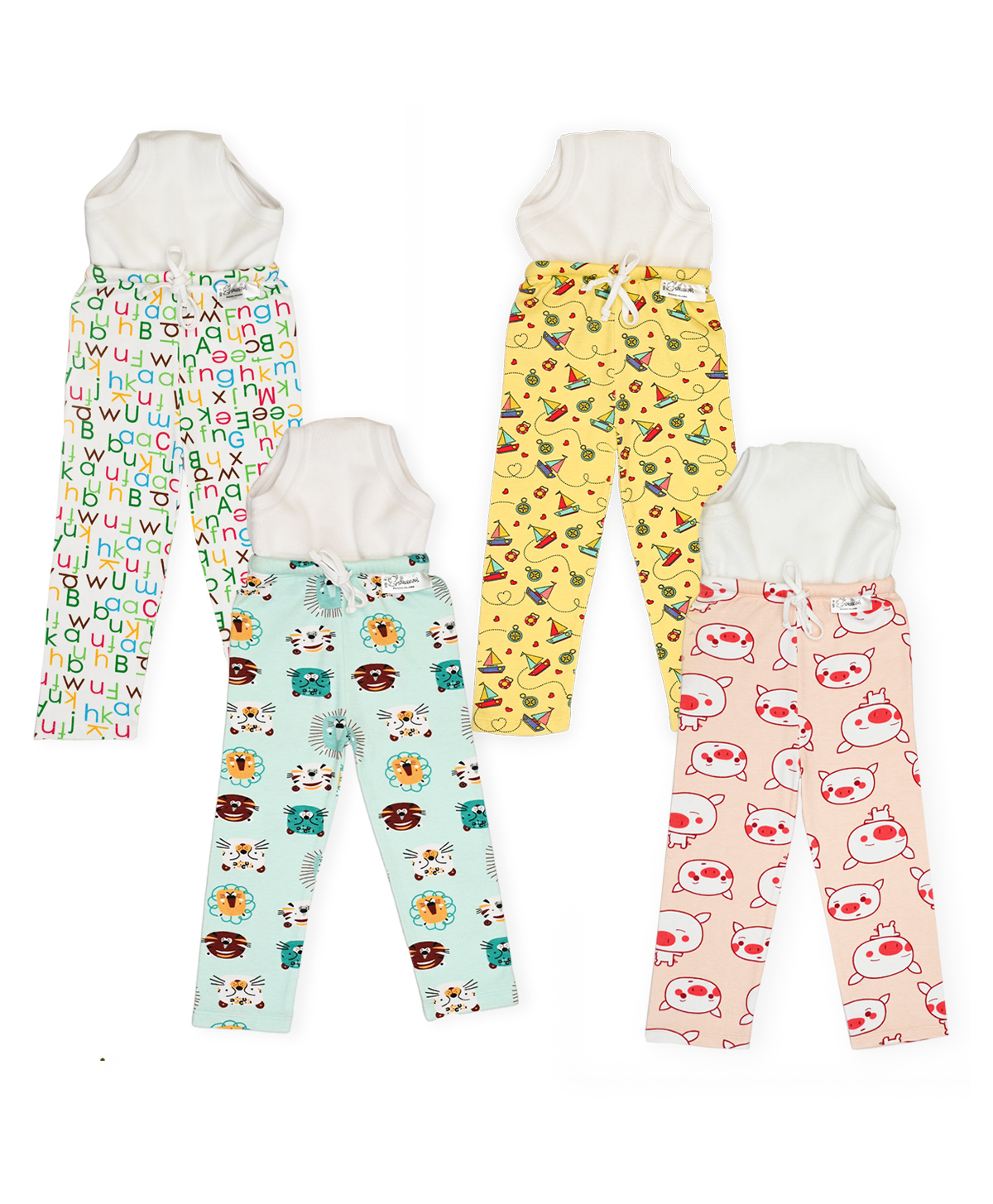 Snugkins Diaper Pants Potty Training Pajamas for Toddlers, Boys and Girls. 100% Cotton. Size 4 Fits 4  5 years - Pack of 4-image-20