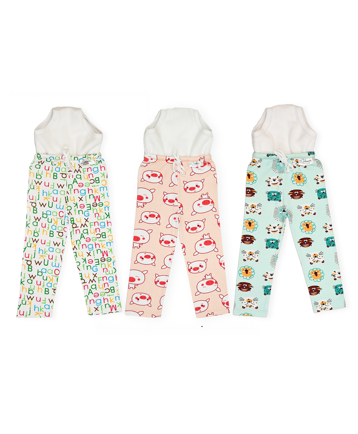 Snugkins Diaper Pants Potty Training Pajamas for Toddlers Boys and Girls. 100% Cotton. Size 3 Fits 3  4 years - Pack of 3-image-2