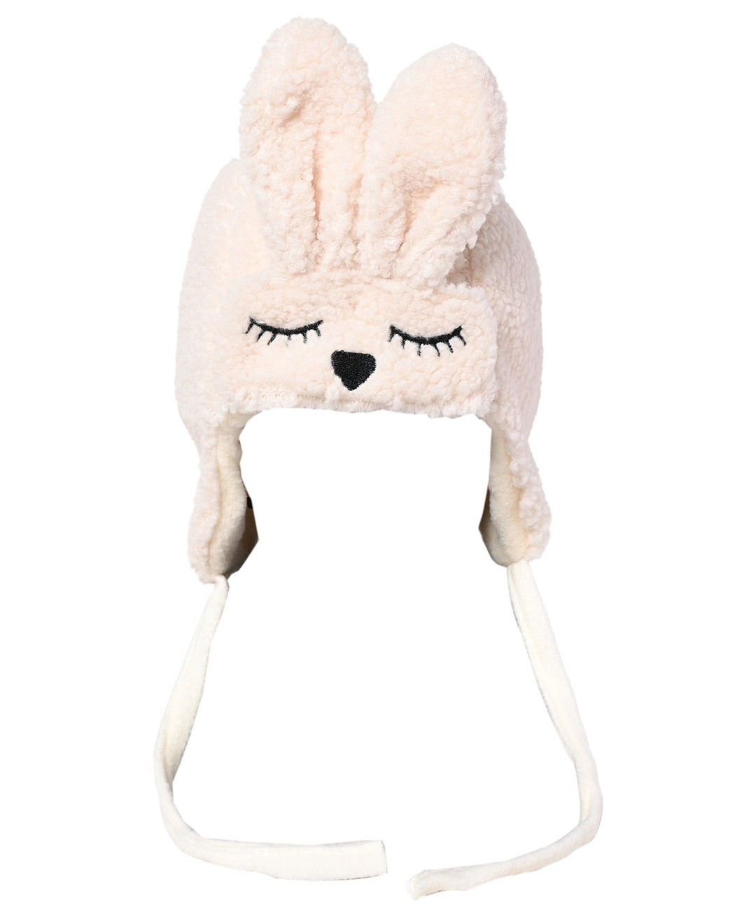 Kid-O-World Animal Face Detailed Ear Applique Fur Cap With String - Cream-image-12