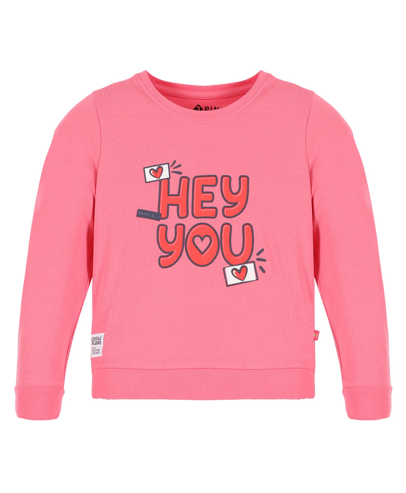 3PIN Full Sleeves  Placement Text Printed Sweatshirt - Pink-image-16