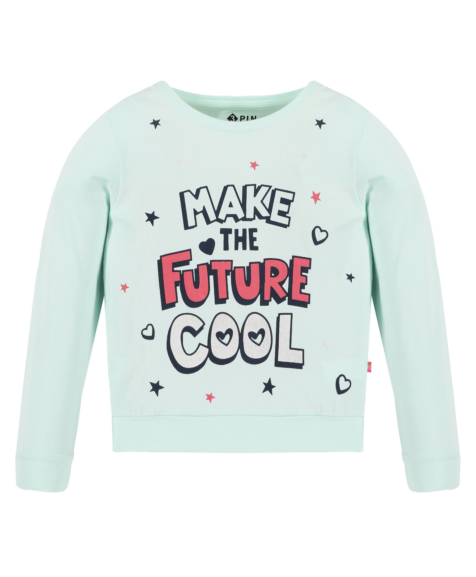 3PIN Full Sleeves  Placement Text Printed Sweatshirt -  Blue-image-26