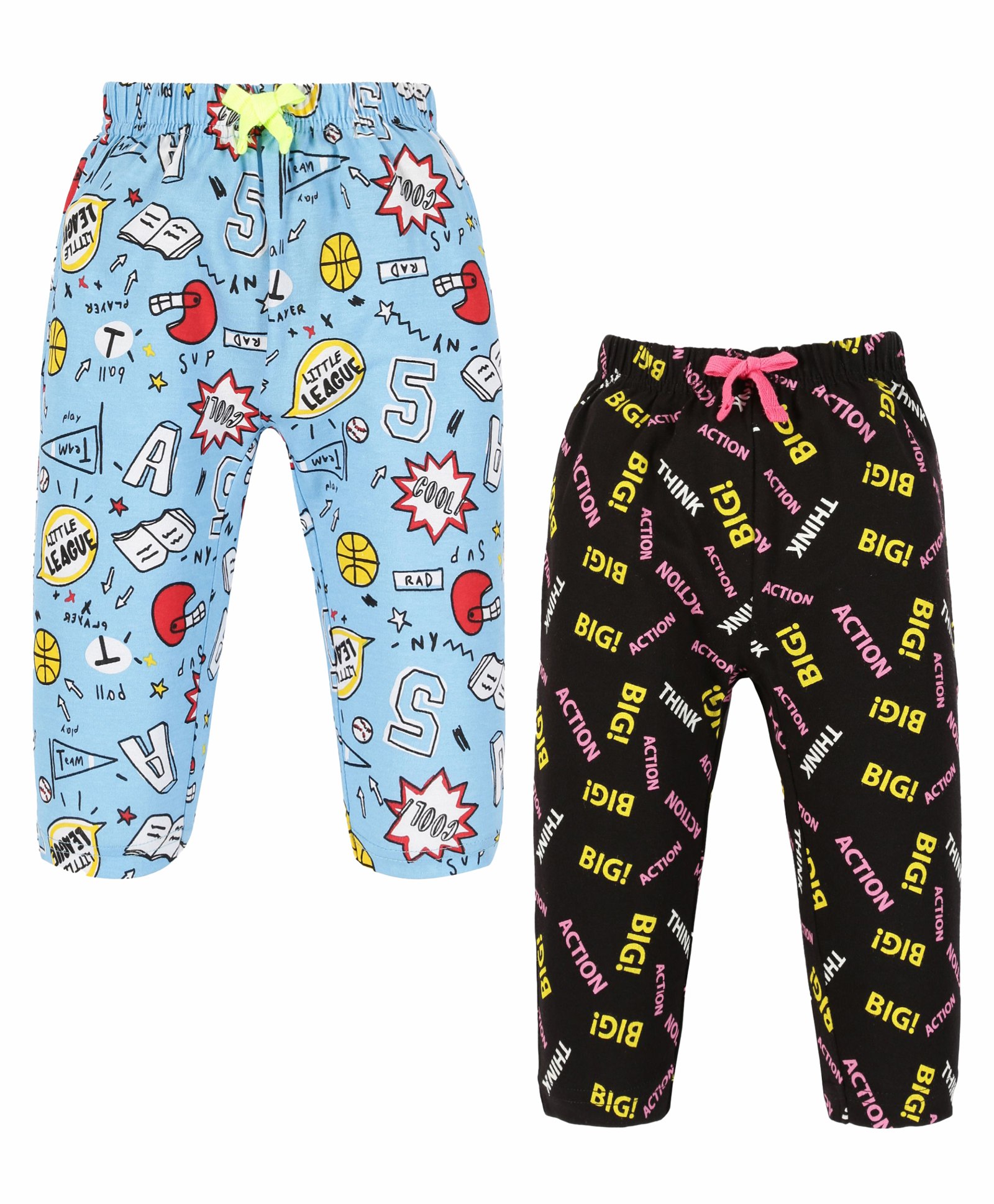 3PIN Pack Of 2 Text Printed Joggers -  Blue &  Black-image-25