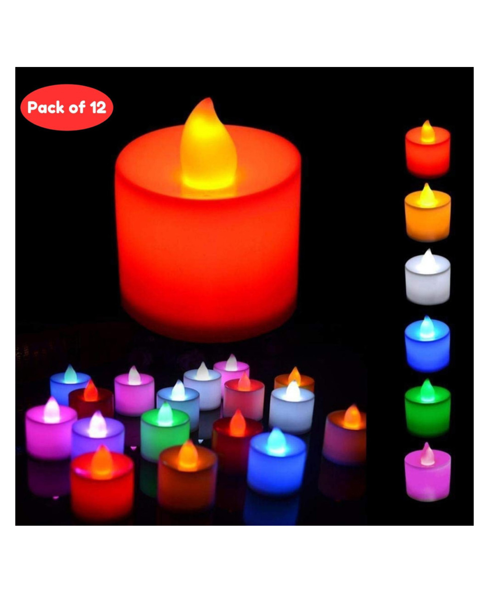 Bubble Trouble Flameless & Smokeless Led Tealight Candles Multicolor - Pack of 12-image-0