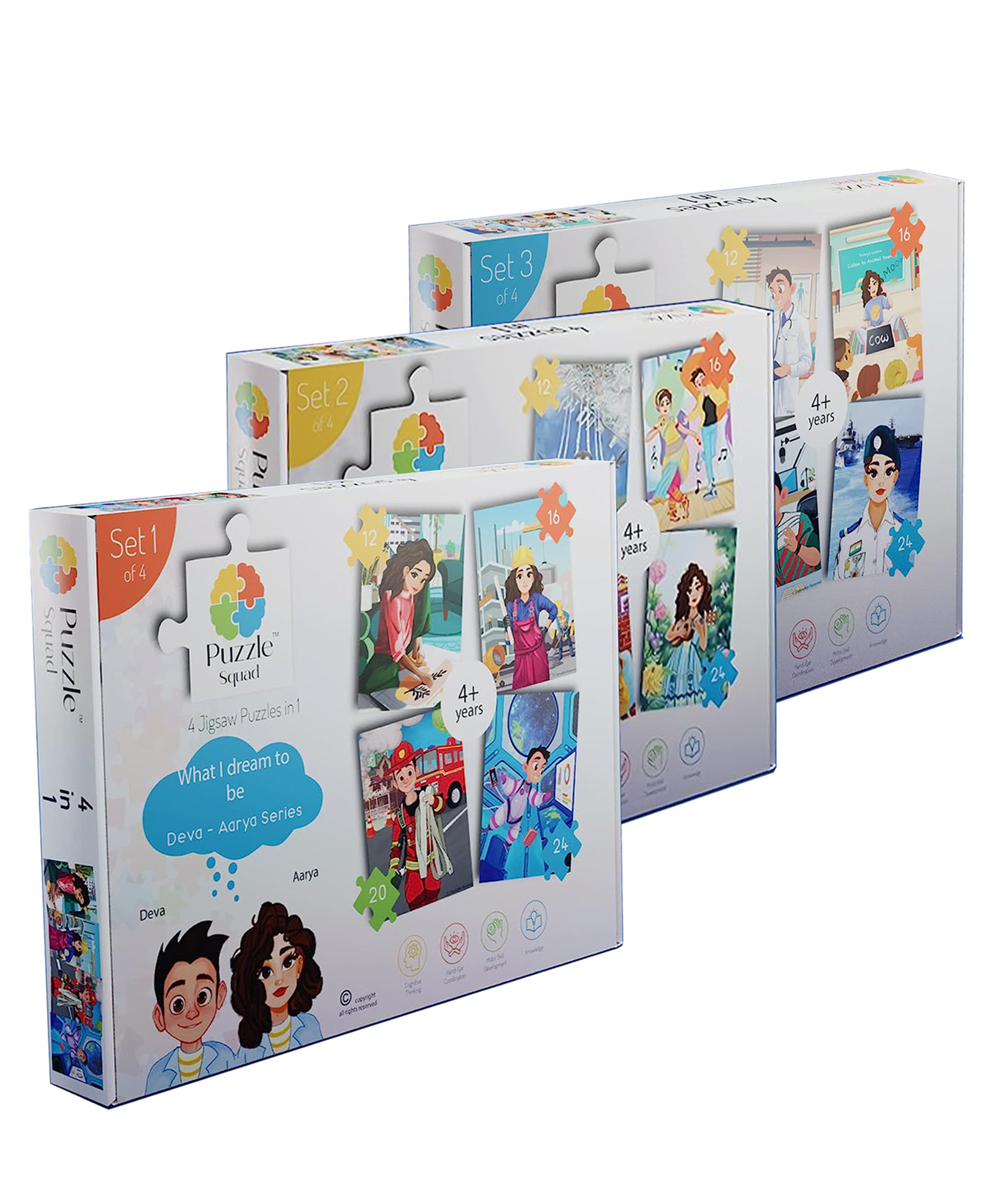 Puzzle Squad 4 in 1 Jigsaw Puzzle with 216 Pieces- Multicolor-image-42