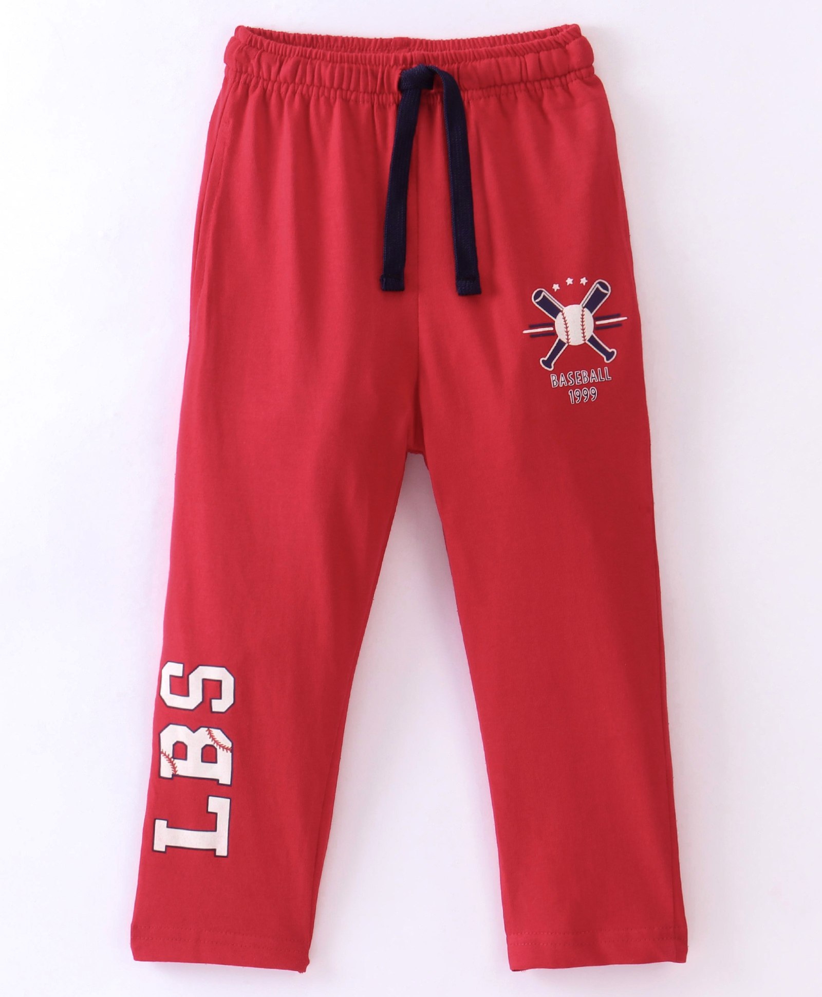 Lazy Bones Sinker Full Length Lounge Pants With Badge & Text Print- Red-picture-19