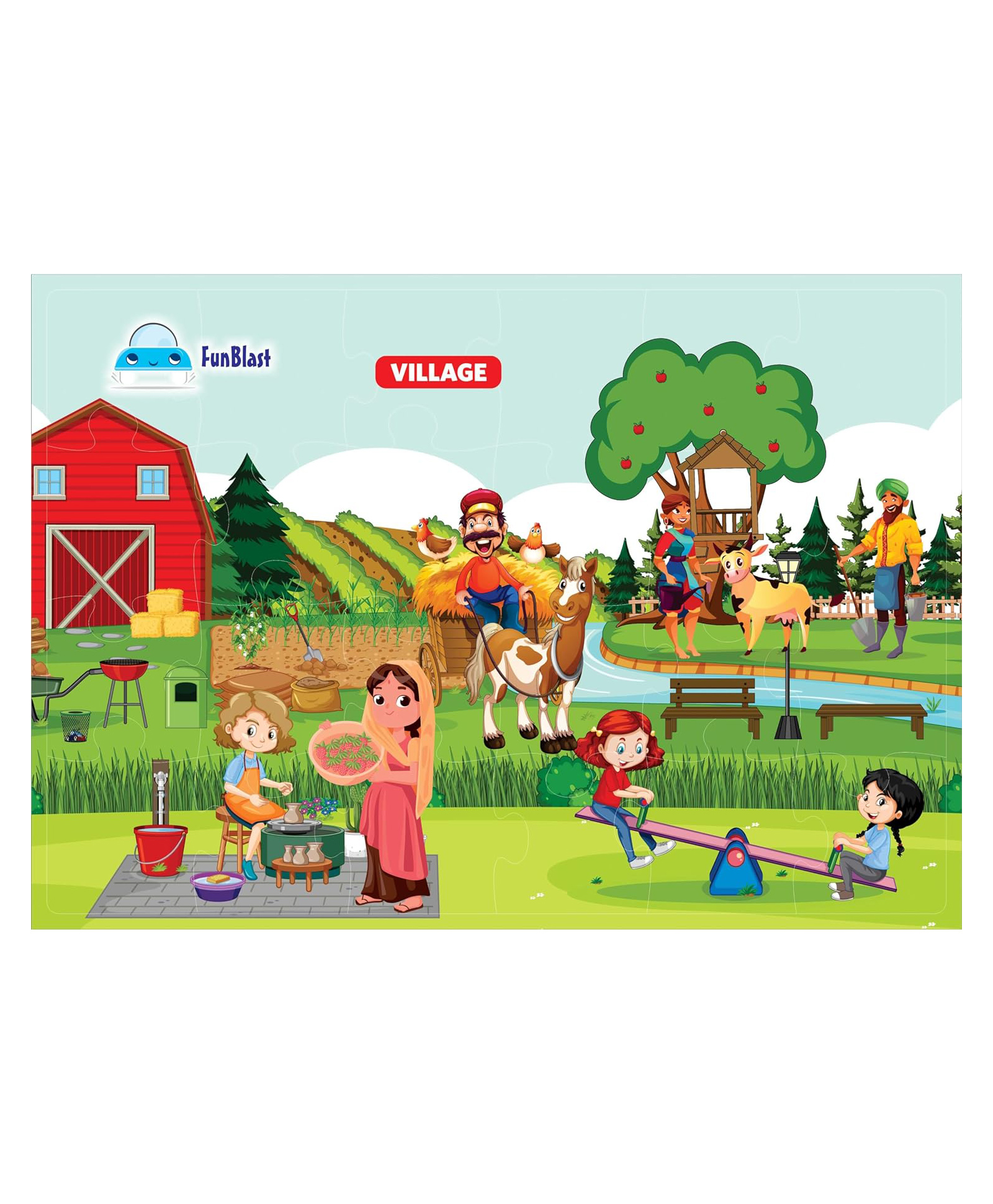 FunBlast Village Life Theme Jigsaw Puzzle - 24 Pieces-picture-19
