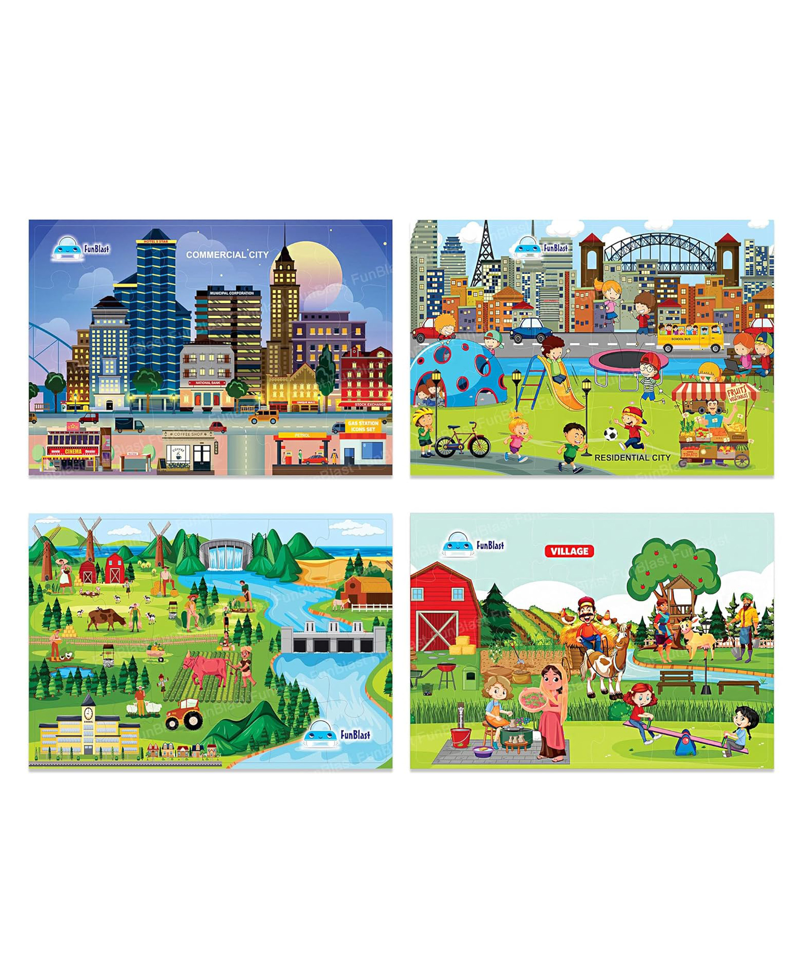 FunBlast Lifestyle theme Jigsaw Puzzle Set of 4 - 96 Pieces-image-4