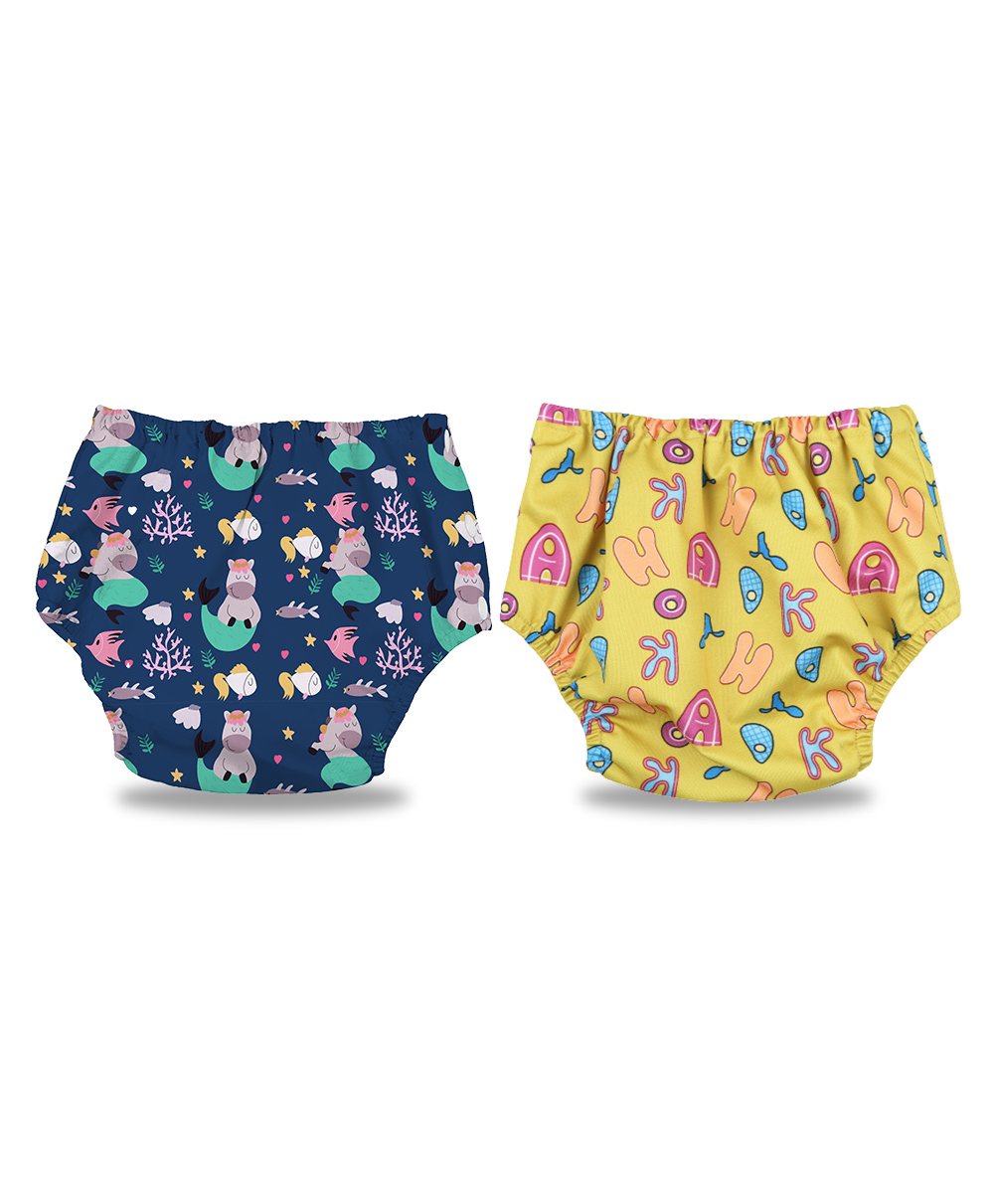 Chinmay Kids Baby Swim Diaper Waterproof Reusable Leakproof Adjustable Infant Pool Pant Boys And Girls Swim Diaper- Blue Yellow