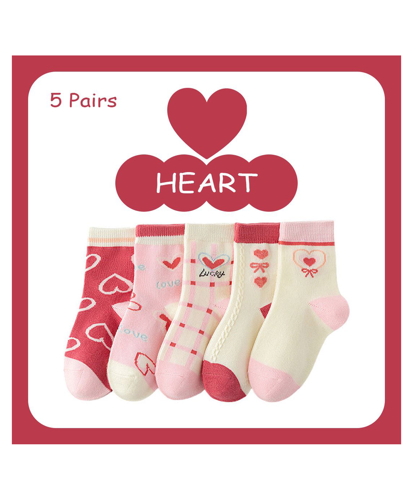 SYGA 5 Pairs Baby Girl Boy Socks, Toddlers Infant Cotton Warm Stretch Crew Socks with Heart Design, Suitable for Ages 0-2 Years baby-picture-14