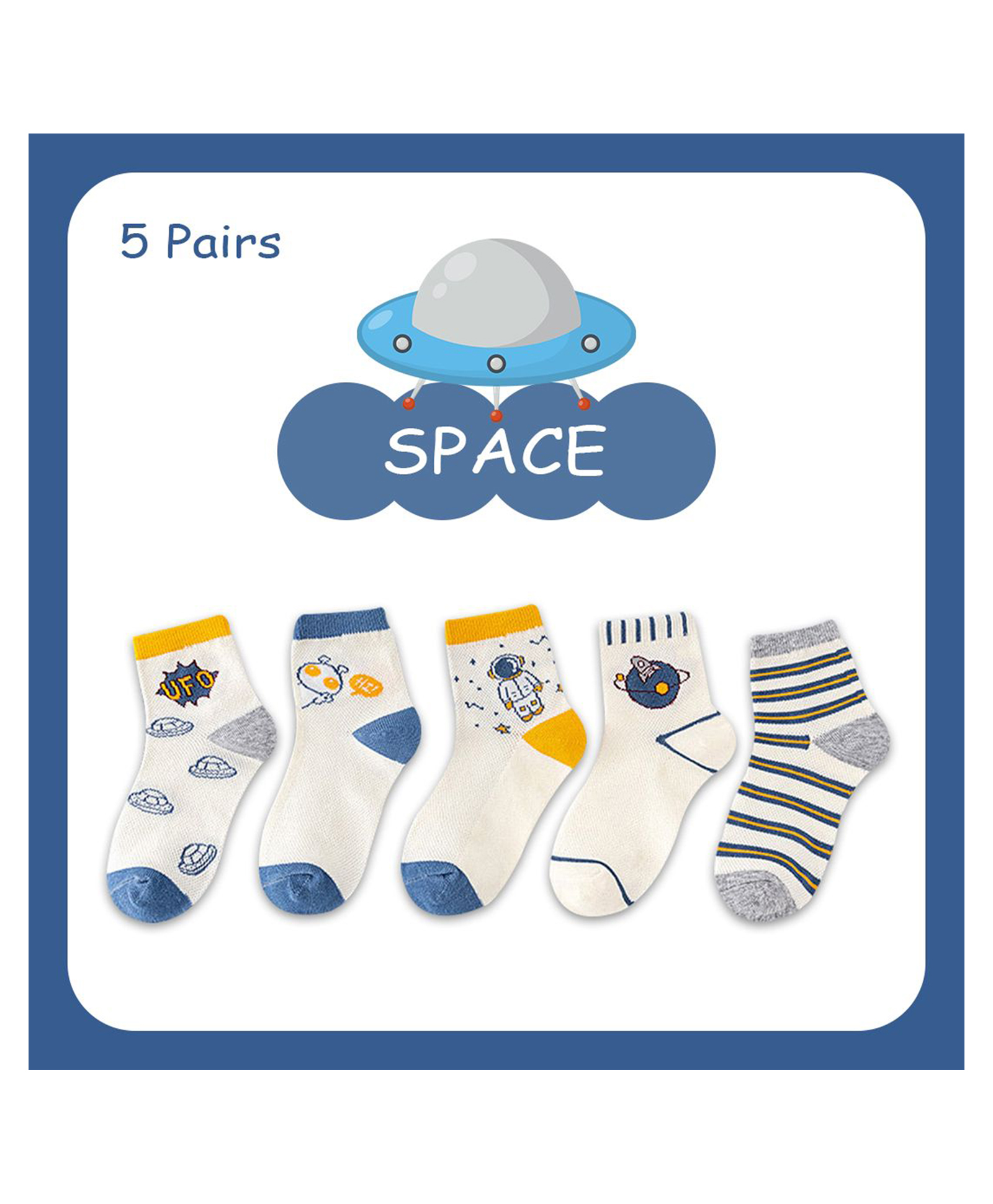 SYGA 5 Pairs Baby Girl & Baby Boy Socks, Toddlers Infant Cotton Stretch Crew Socks with Space Design.-picture-23