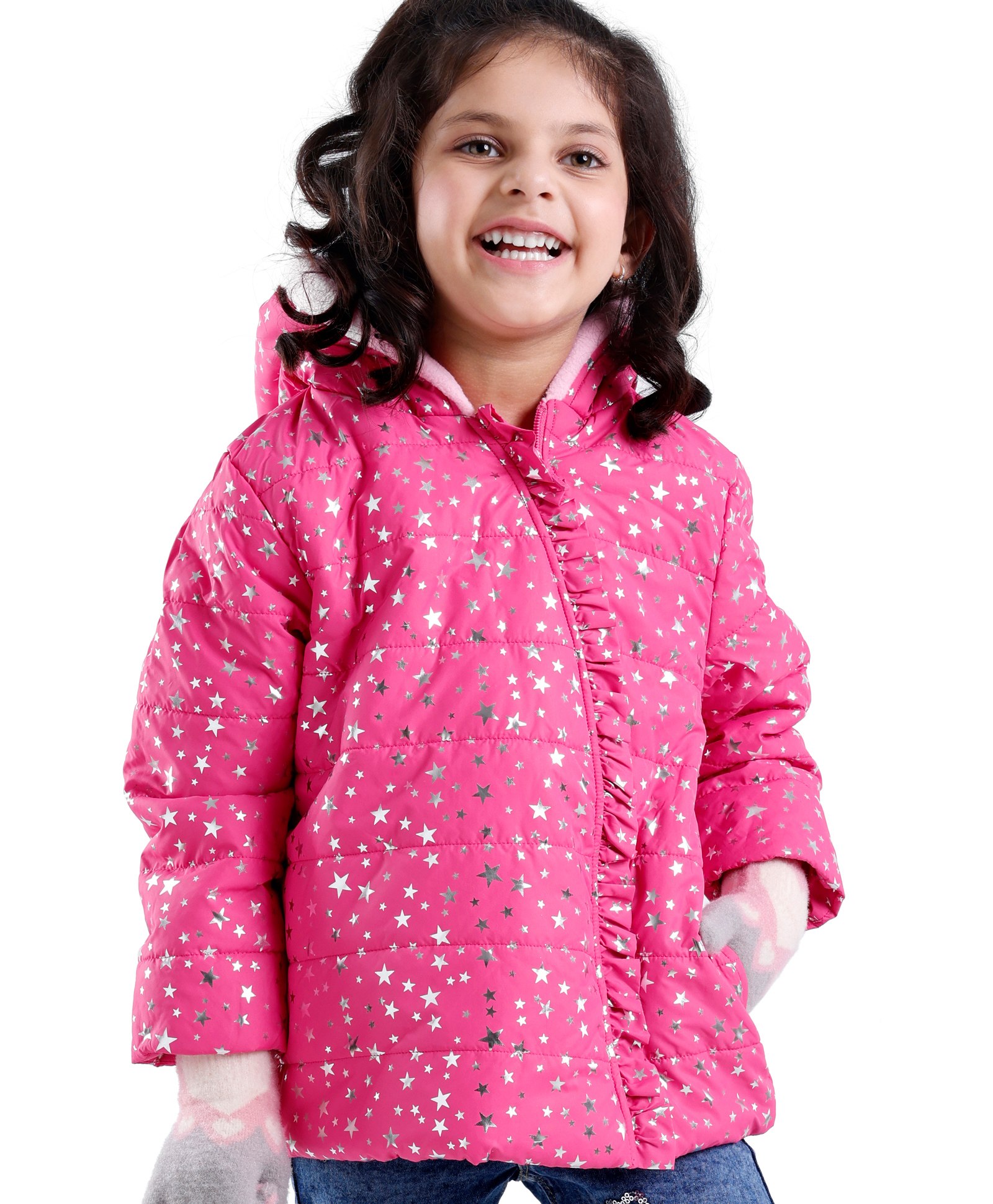 Babyhug Full Sleeves Hoodie Stars Printed - Pink-image-36