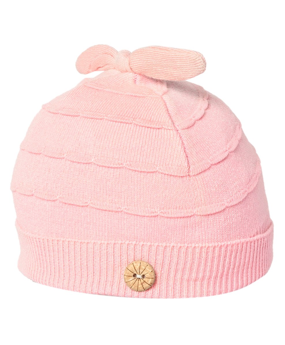 Kid-O-World Self Design & Bow Detailed  Beanie -  Light Pink-image-4