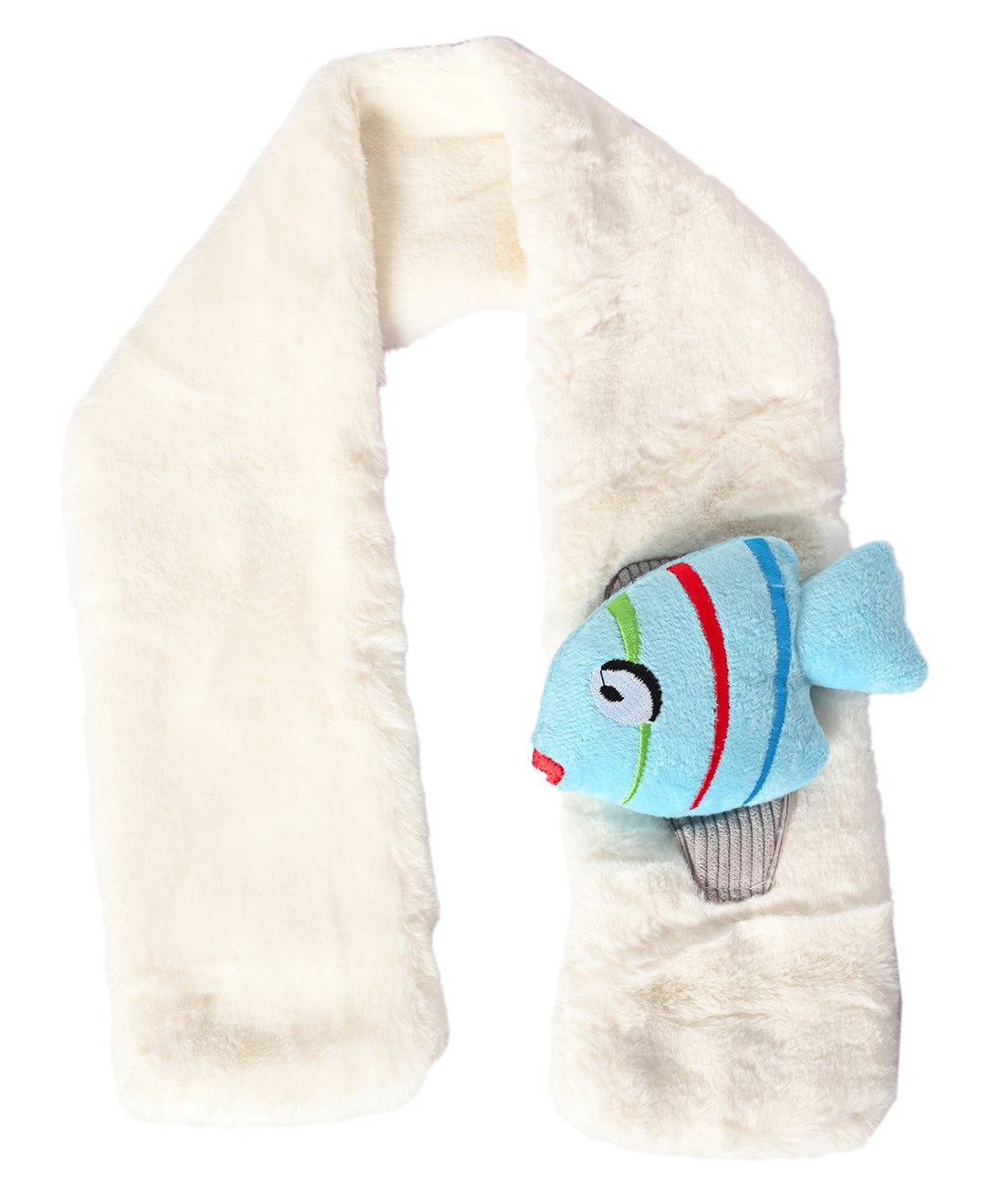 Kid-O-World Fish Applique Detailed  Plush Muffler -   White-image-34