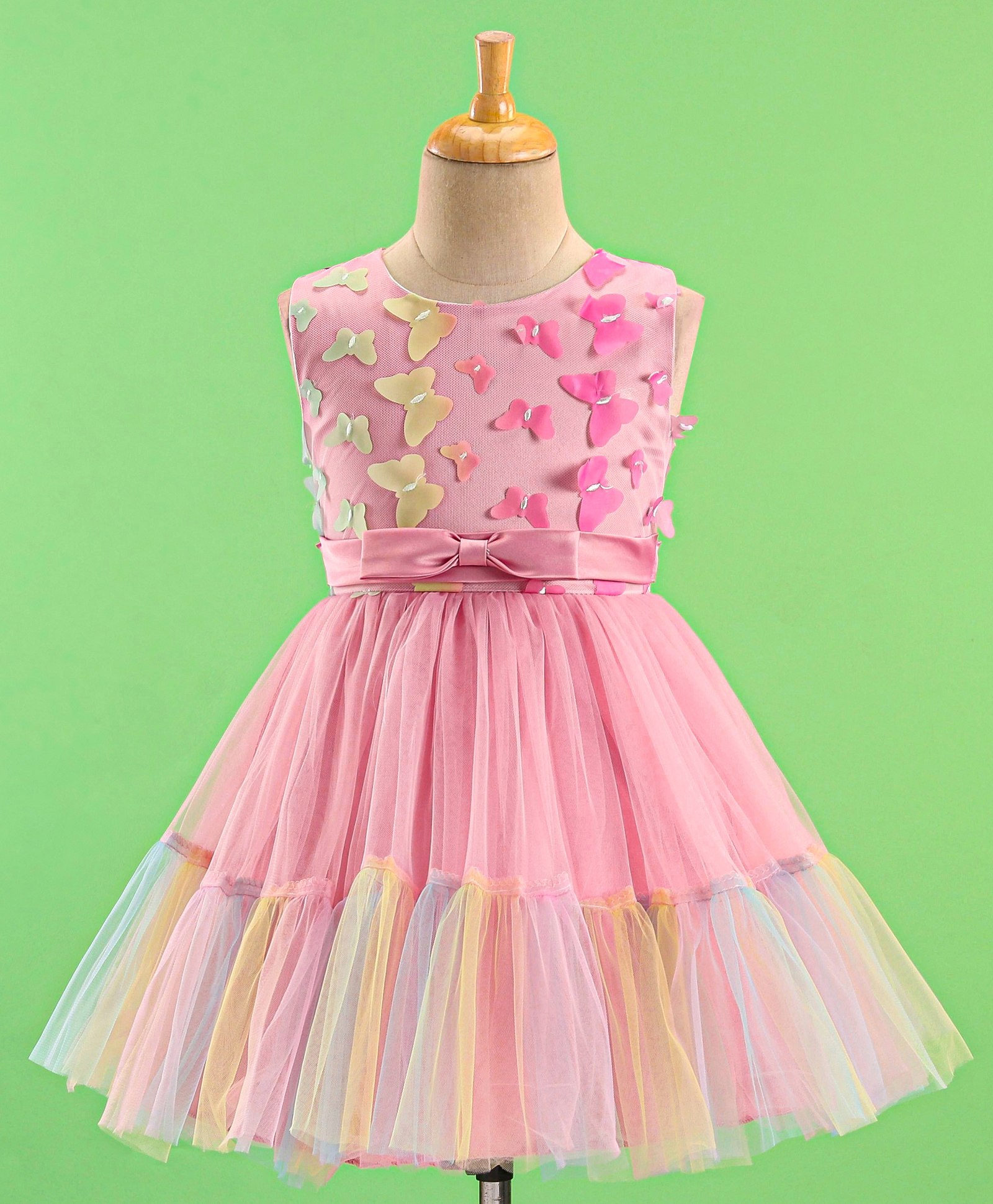 Mark & Mia Sleeveless Party Frock With Butterfly Applique - Pink-image-6