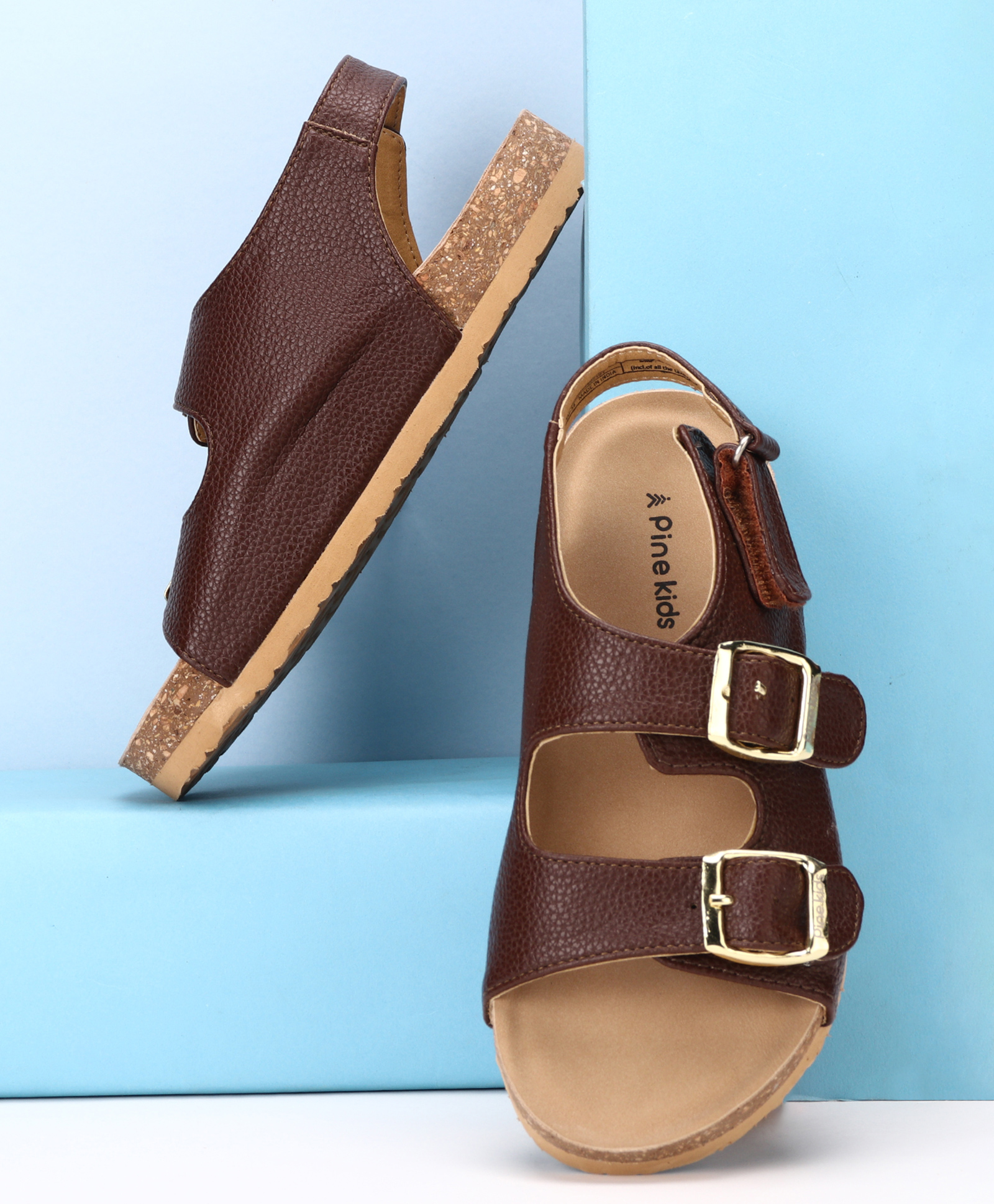 Pine Kids Velcro Closure Sandals - Brown-image-24