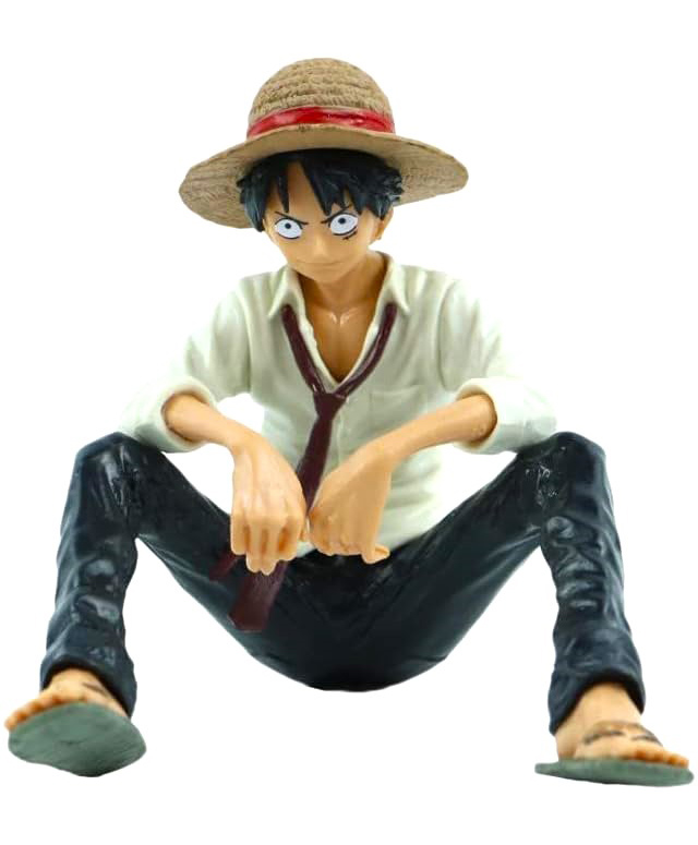 QUIRKMALL Monkey D Luffy One Piece Action Figure Sitting Limited Edition for Car Dashboard Decoration Cake Office Desk & Study Table White - Height 10 cm-image-5