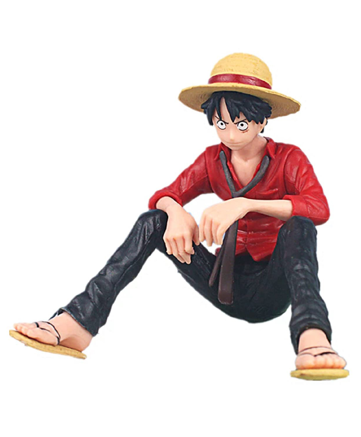 QUIRKMALL Monkey D Luffy One Piece Action Figure Sitting Limited Edition for Car Dashboard Decoration Cake Office Desk & Study Table Red - Height 10 cm-image-2