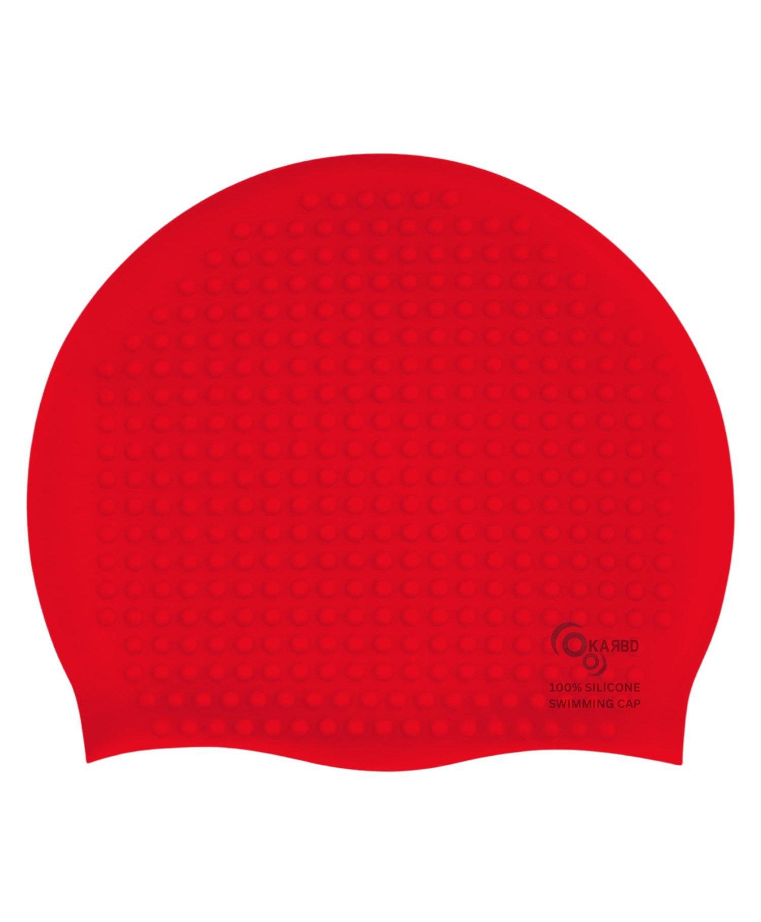 KARBD Bubble Drop Design Hair Protection Silicone Swimming Cap - Red-picture-25