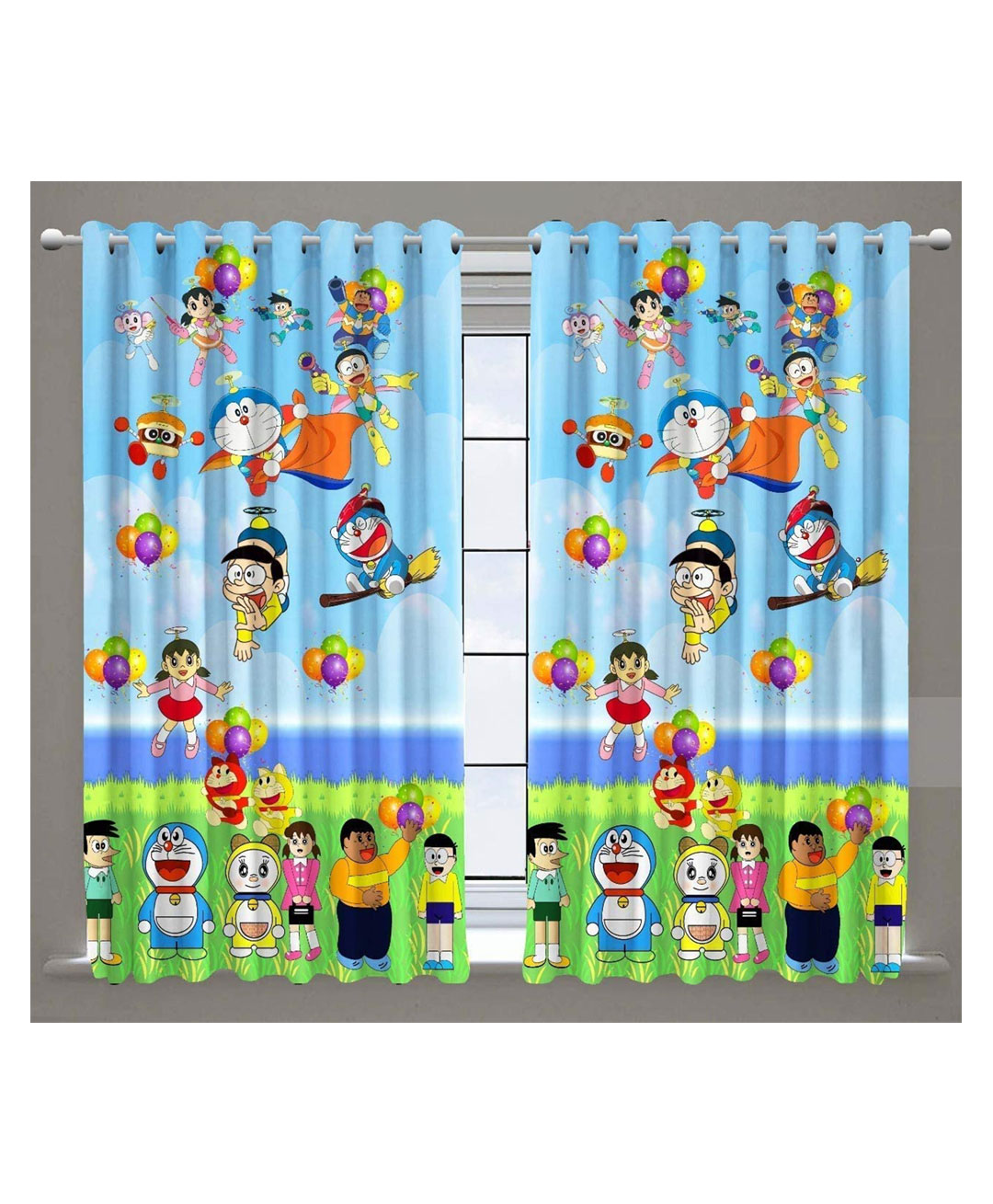 Muren Digital Cartoon Printed Door Curtains Pack of 2 - Multicolor-image-36