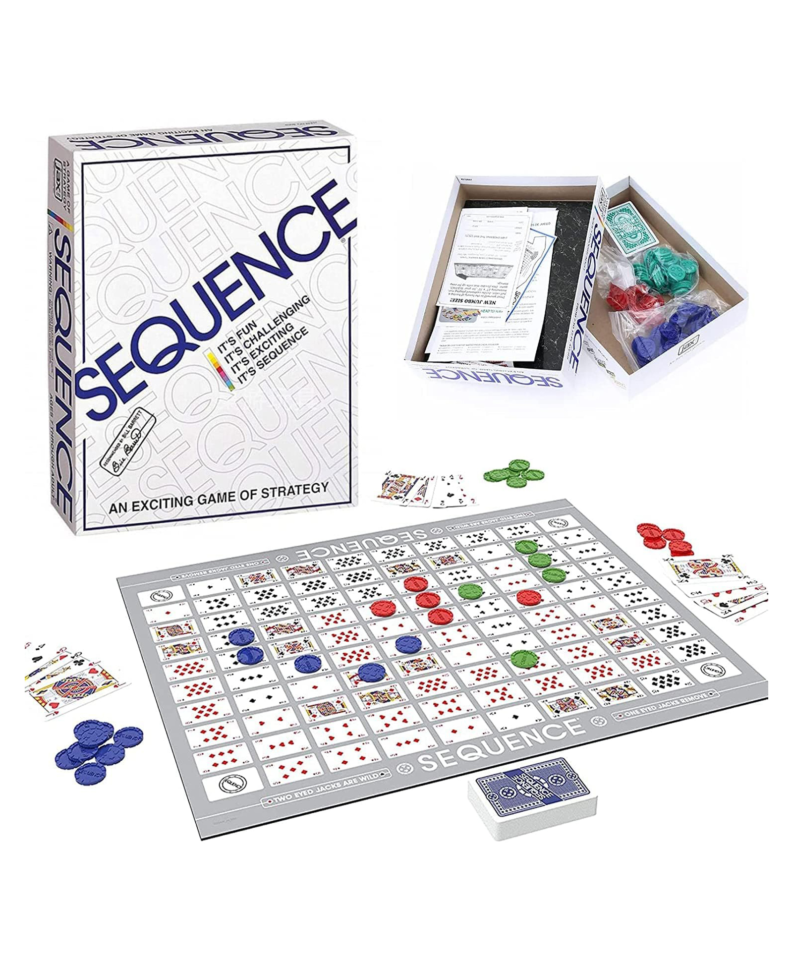 Sanjary Sequence Board Game with Folding Board Five in a Row Fun Sequence Game for 2-12 People - Multicolor-image-4
