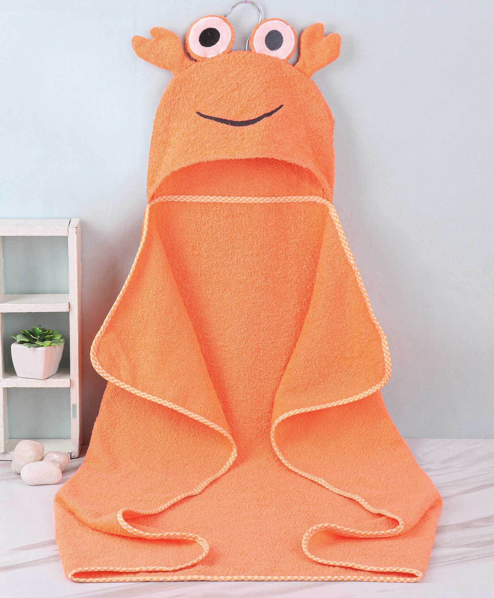 Babyhug Terry Woven Hooded Towel with Froggy Design 76.2x76.2 cm - Orange-picture-24