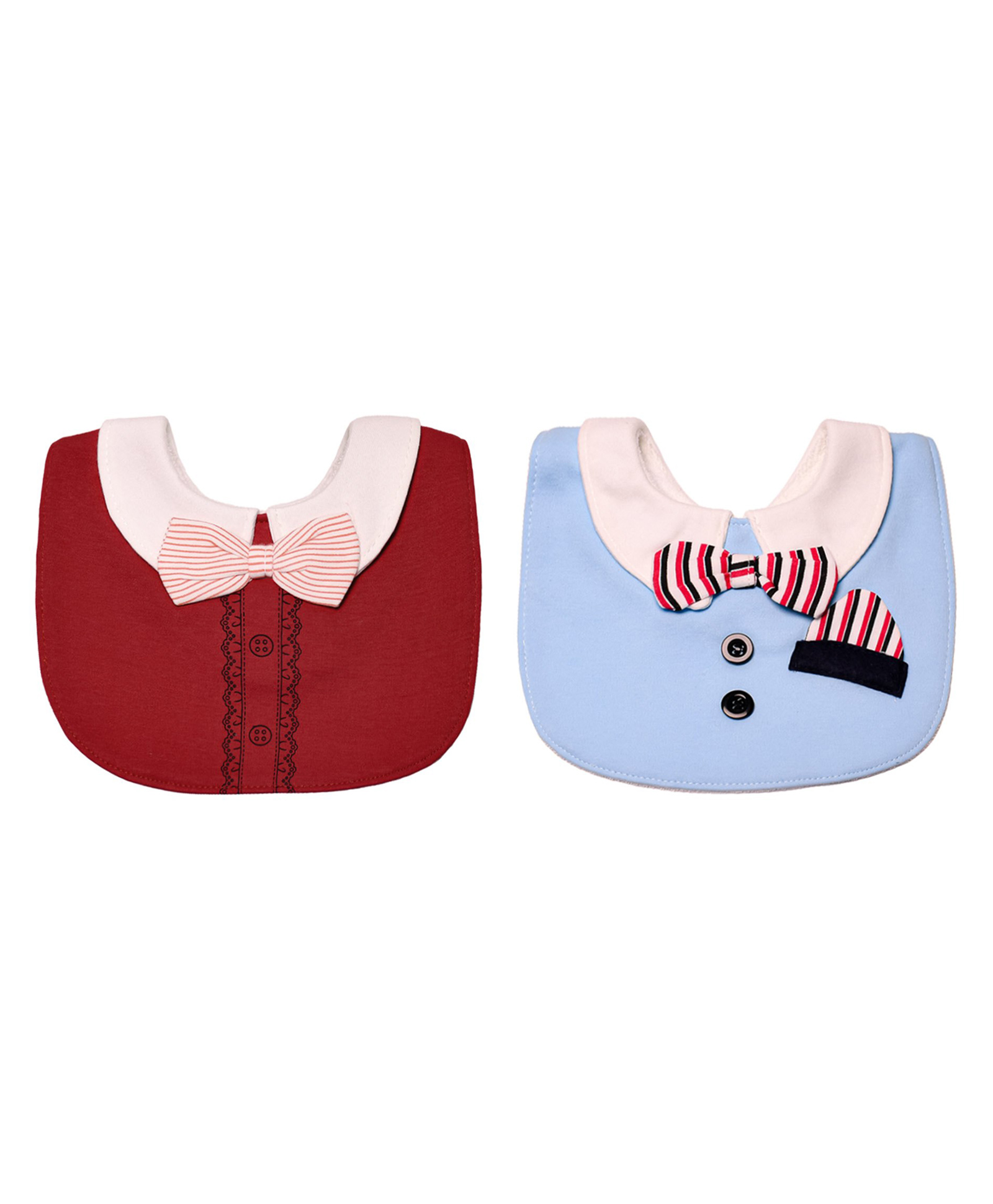 THE LITTLE LOOKERS Unisex Cotton Baby Bibs with Bow Tie for Infants/Toddlers (3-24 Months) - Red & Sky Blue-picture-32