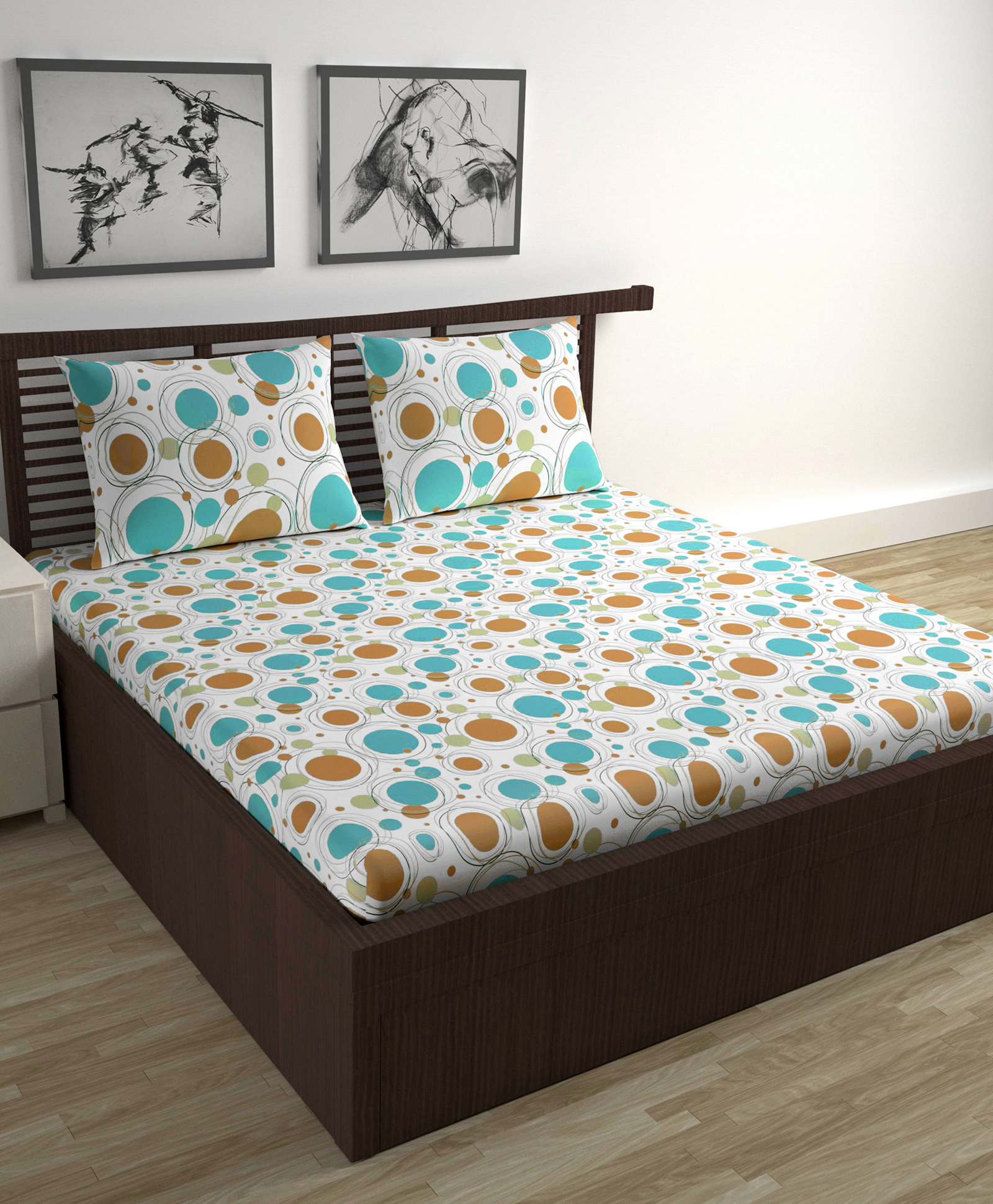Divine Casa 100% Cotton 144TC Double Bedsheet with 2 Pillow Covers Dotted Polka Dot Print_Multicolors-image-5