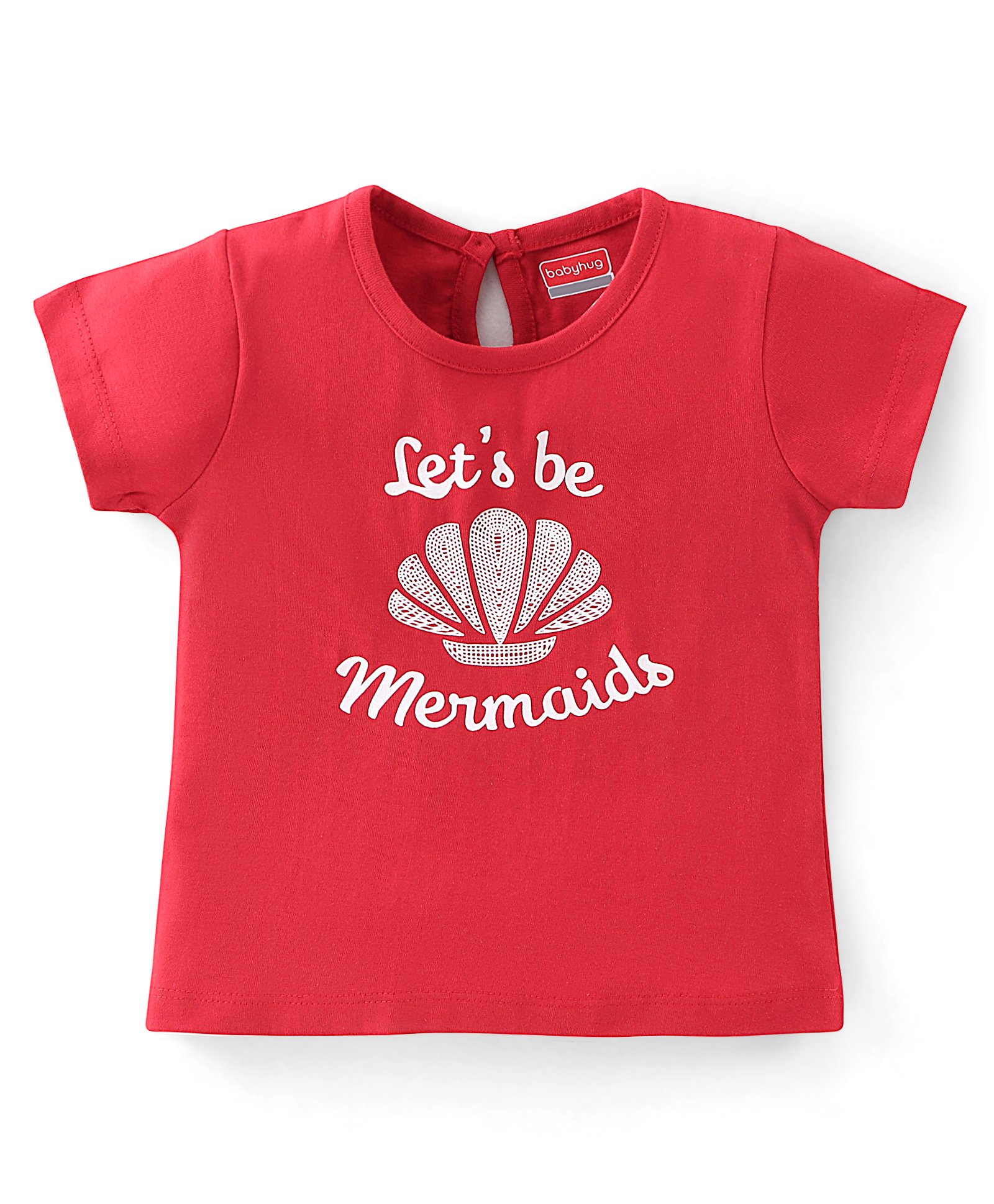 Babyhug Cotton Knit Half Sleeves Sea Shell Printed T-Shirt - Red-image-18