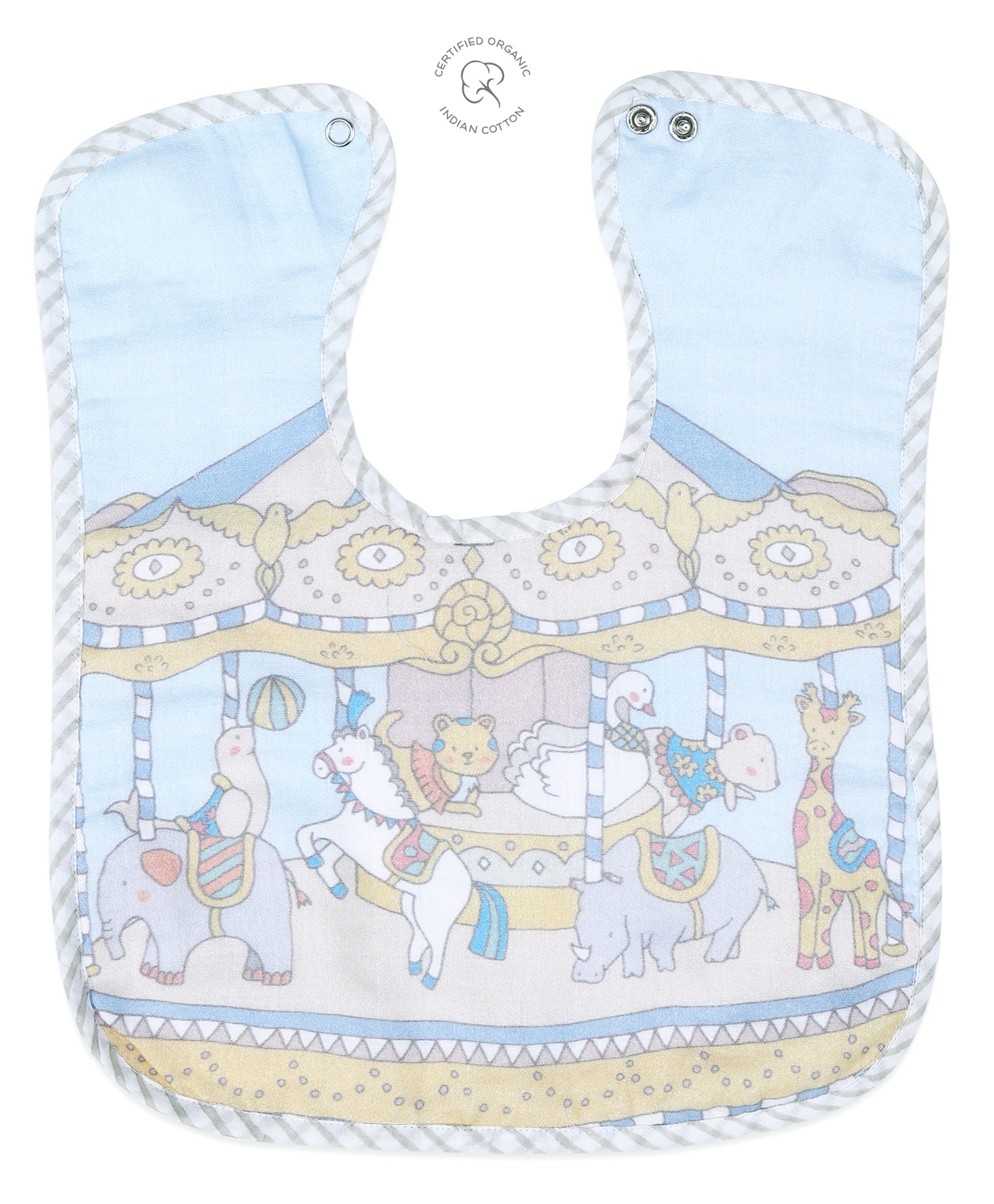 Masilo Organic Muslin Classic Bib (Pack of 2 in1) - Carnival Blue-image-22