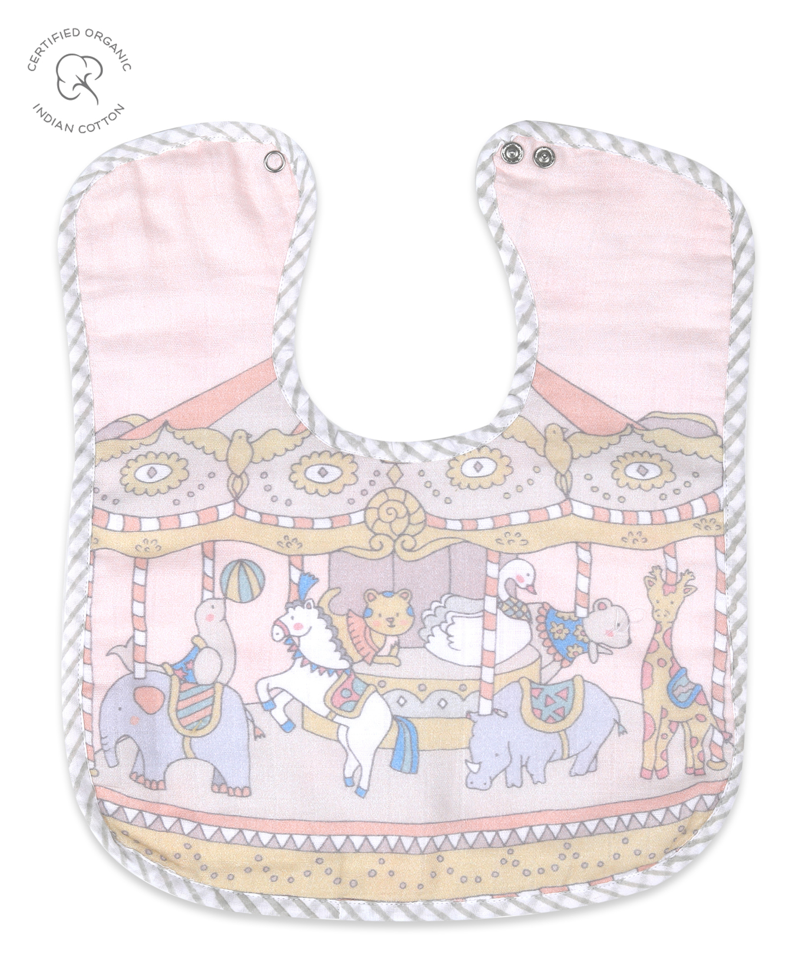 Masilo Organic Muslin Classic Bib (Pack of 2 in1) - Carnival Pink-image-23