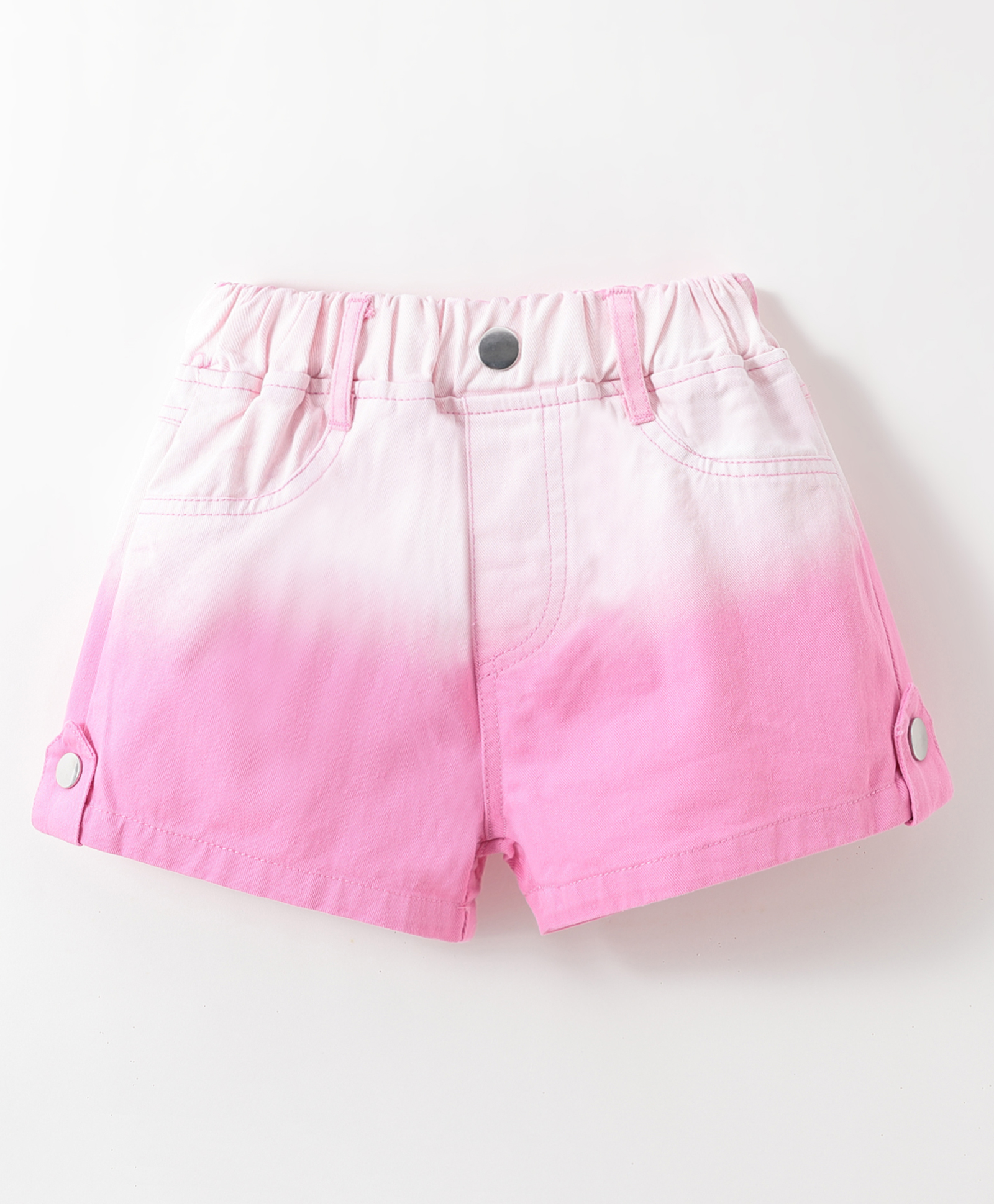 Kookie Kids Mid Thigh Length Dual Toned Solid Shorts - Pink-picture-23