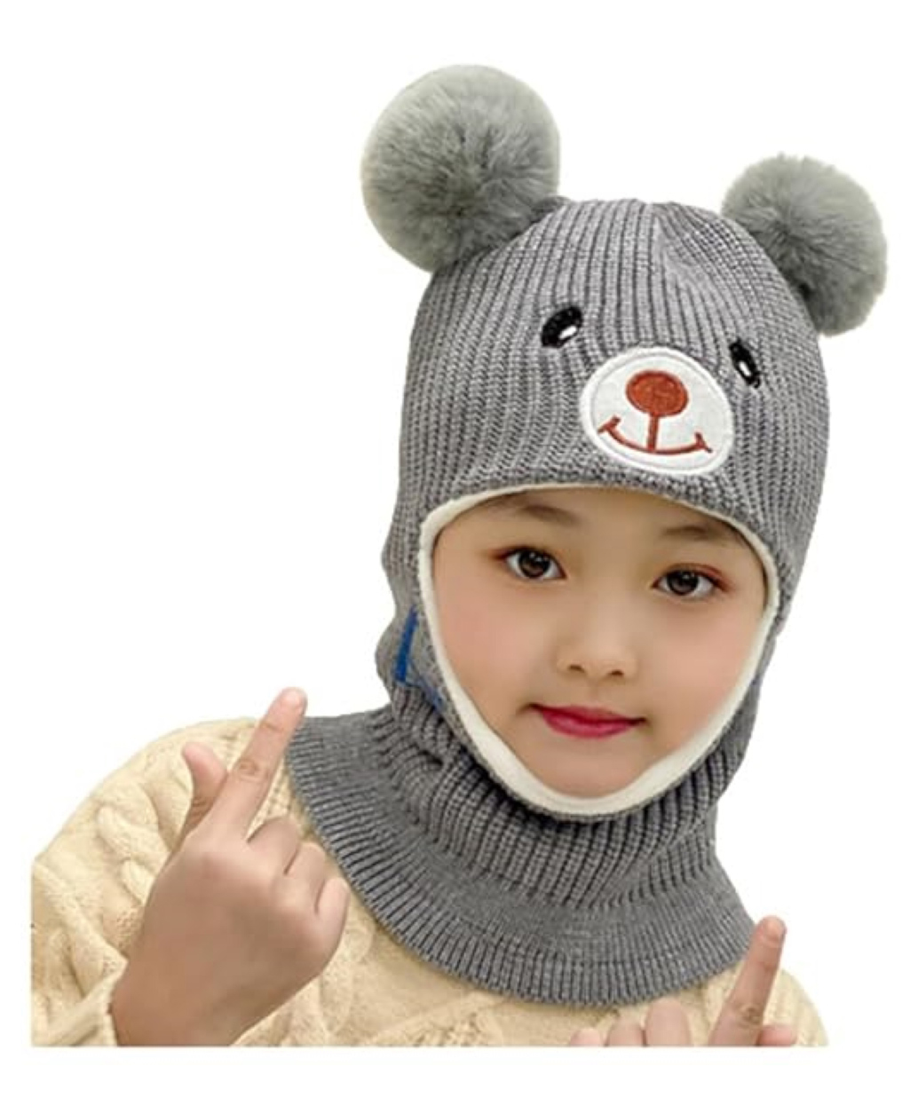 MOMISY Accessories Winter Soft Woolen Monkey Cap with Velvet Lining Pack of 1 Bear Grey)-image-31