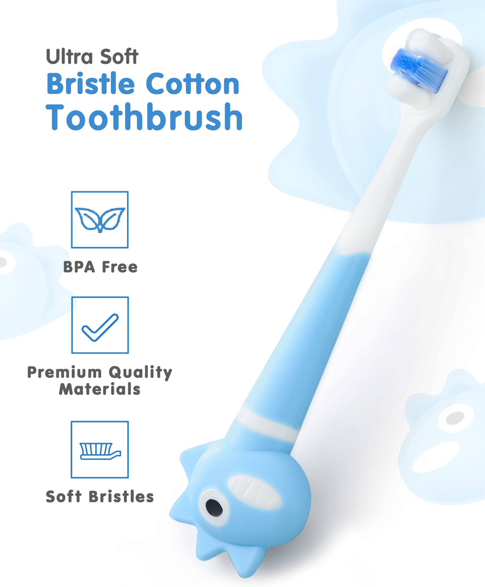fab n funky Dino Shaped Nano Bristle Toothbrush - Blue-picture-14
