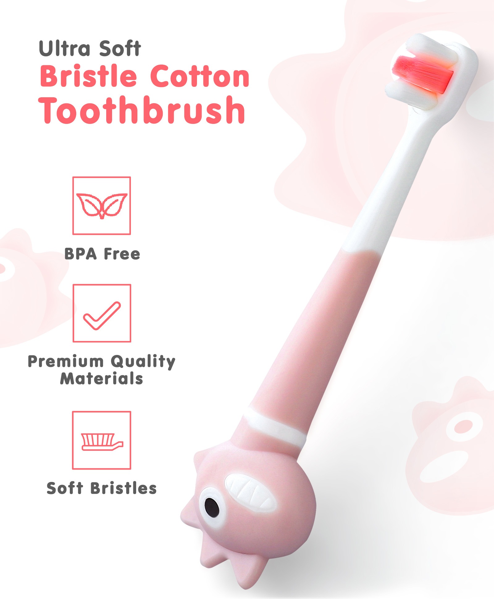 fab n funky Dino Shaped Nano Bristle Toothbrush - Pink-picture-13