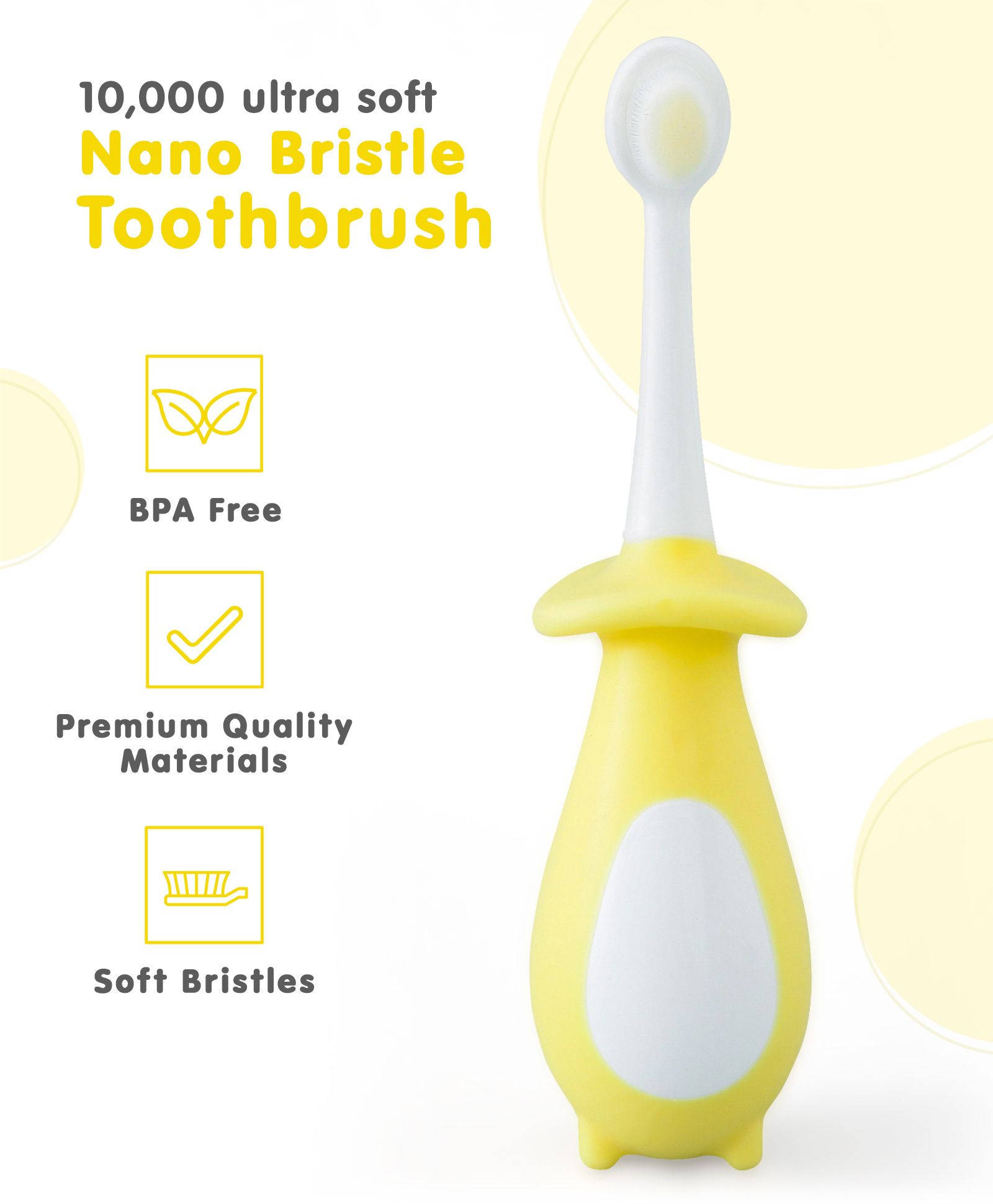 Penguin Shaped Nano Bristle Toothbrush - Yellow-image-48