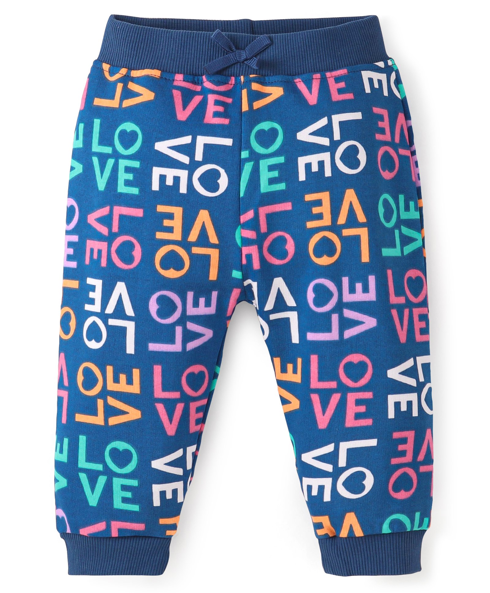 Babyhug Cotton Looper Knit Full Length Lounge Pant Text Print - Navy Blue-picture-12
