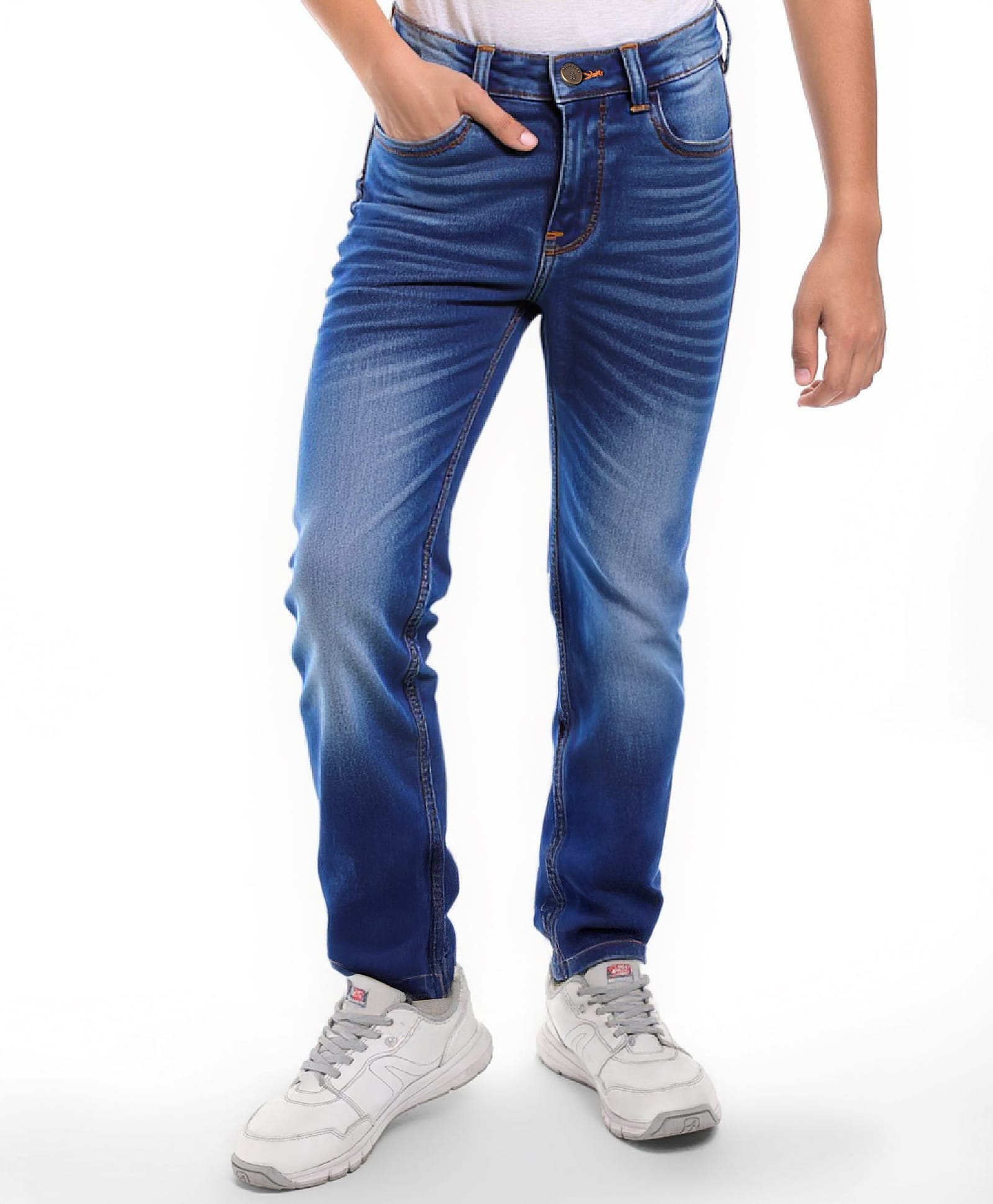 Pine Kids Denim Woven Full Length Washed Jeans - Navy-picture-14