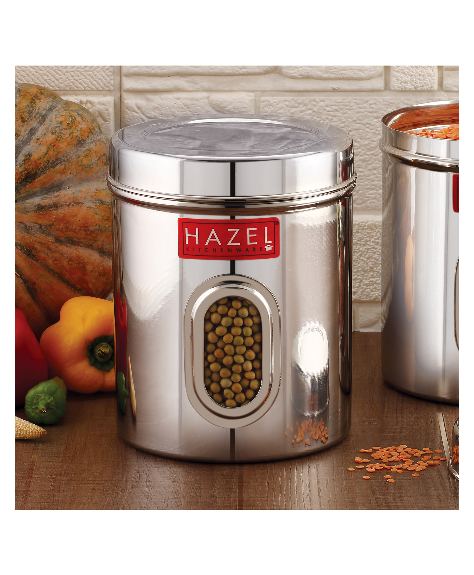 HAZEL Stainless Steel Transparent Kitchen Storage Containers with Air Tight Lid, 2400 ml-picture-1