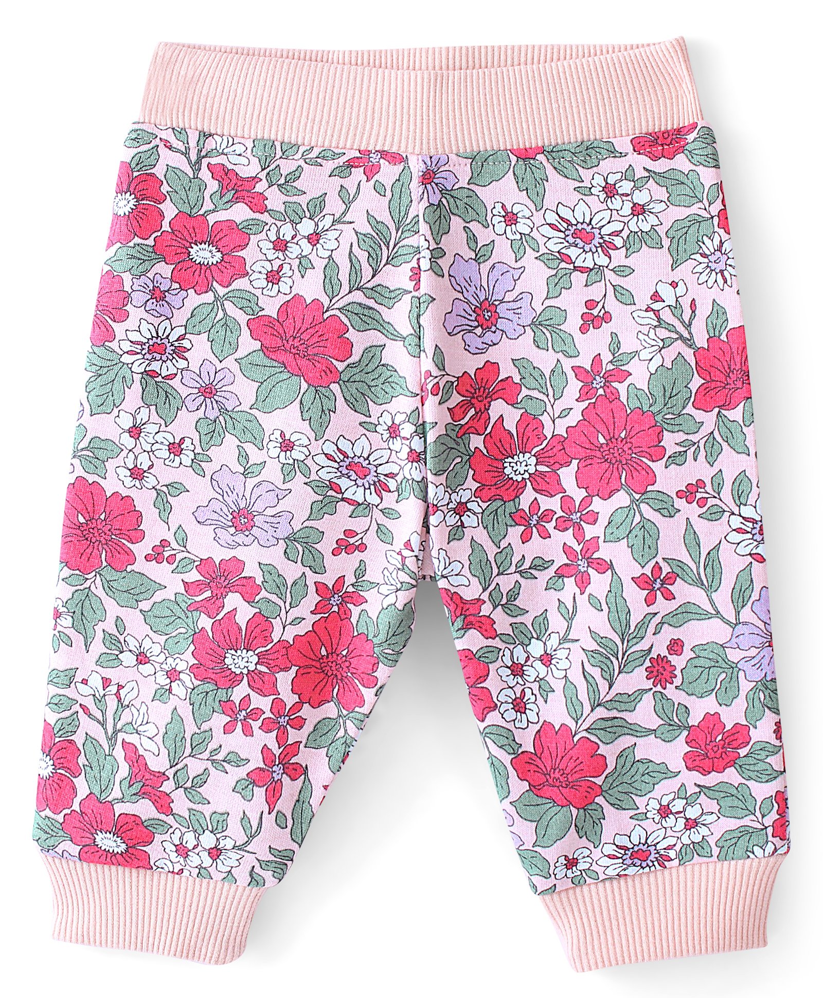 Babyhug Cotton Looper Knit Full Length Floral Print Lounge Pant - Purple & Pink-picture-23