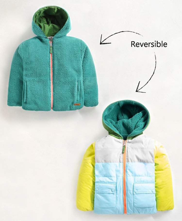 Cherry Crumble By Nitt Hyman Full Sleeves Colour Block Detailed Hooded Reversible Jacket - Multi Colour-picture-11