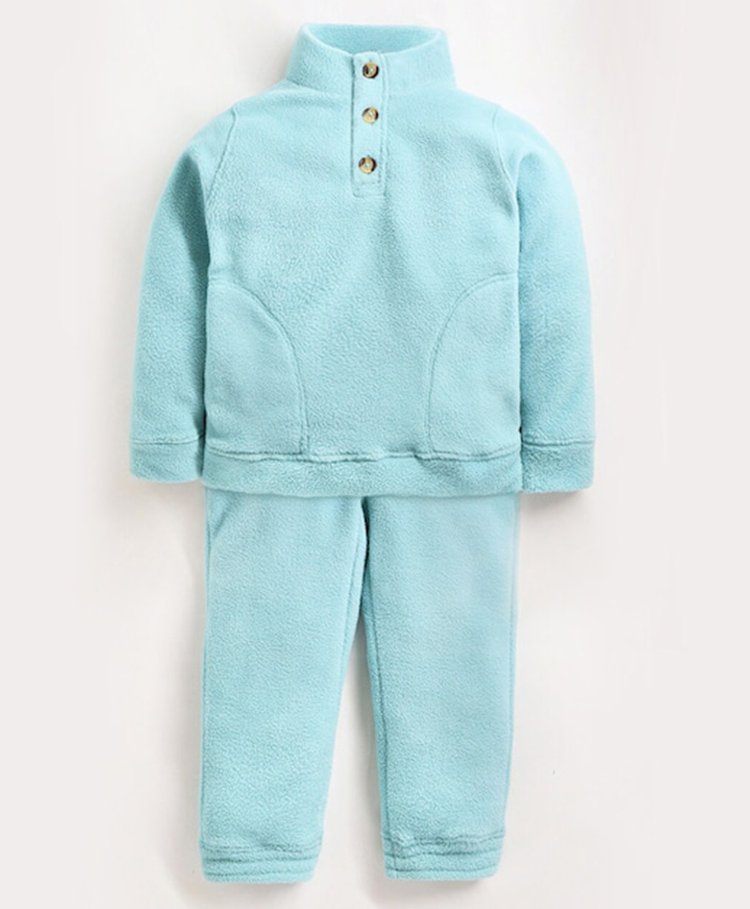 Cherry Crumble By Nitt Hyman Full Sleeves Self Designed Tee & Pant Set - Mint Blue-picture-13
