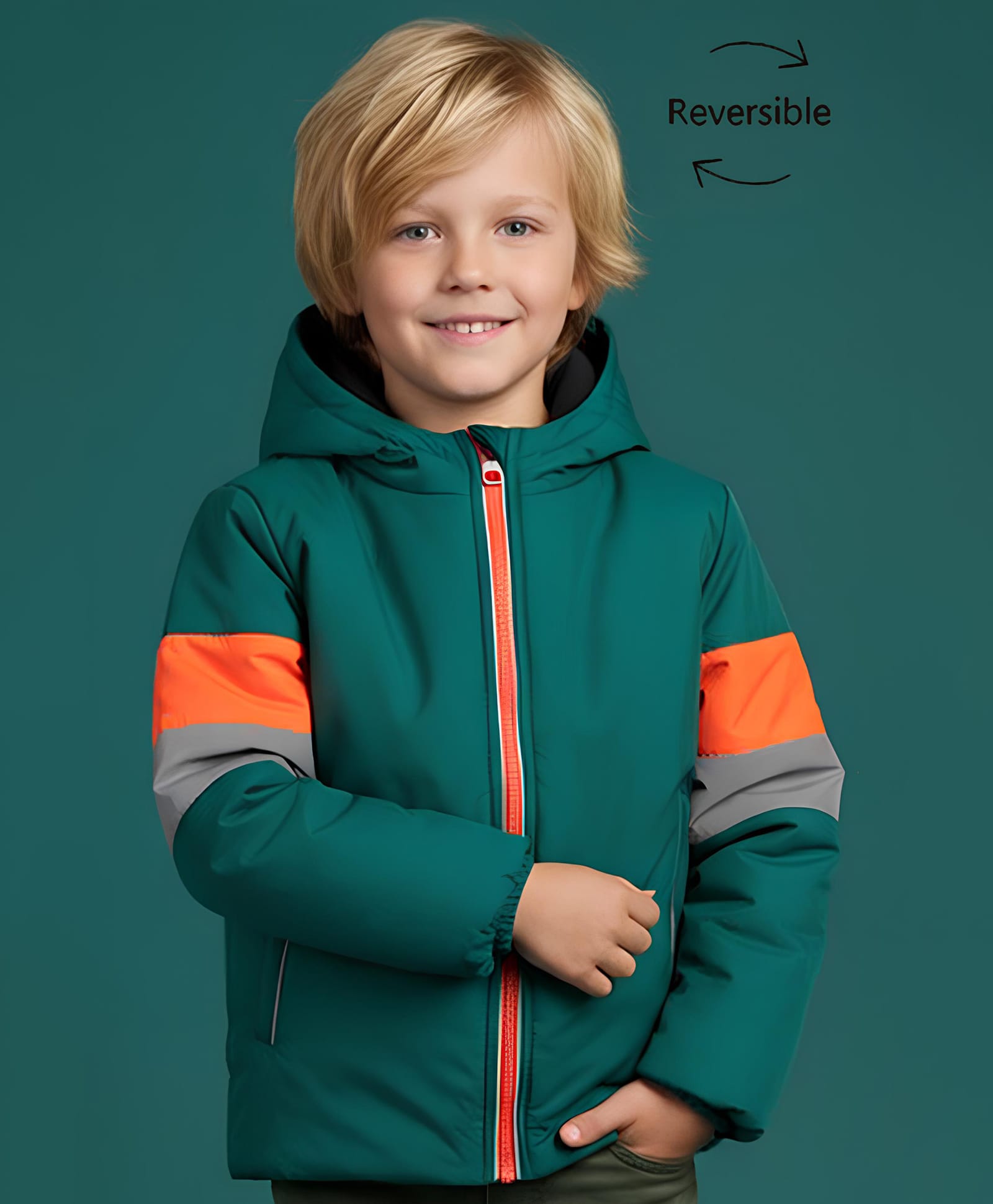 Cherry Crumble By Nitt Hyman Full Sleeves Colour Block Detailed Hooded Reversible Jacket - Multi Colour-picture-22