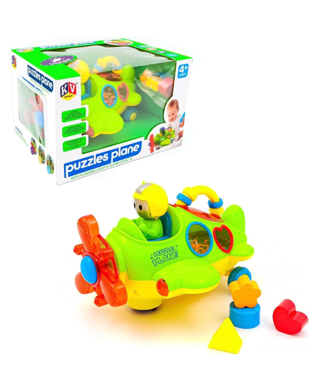 ARCADE TOYS Bump and Go Airplane & Shape Sorter Puzzle with Flashing Light and Music Toy (Color & Print May Vary)-picture-14